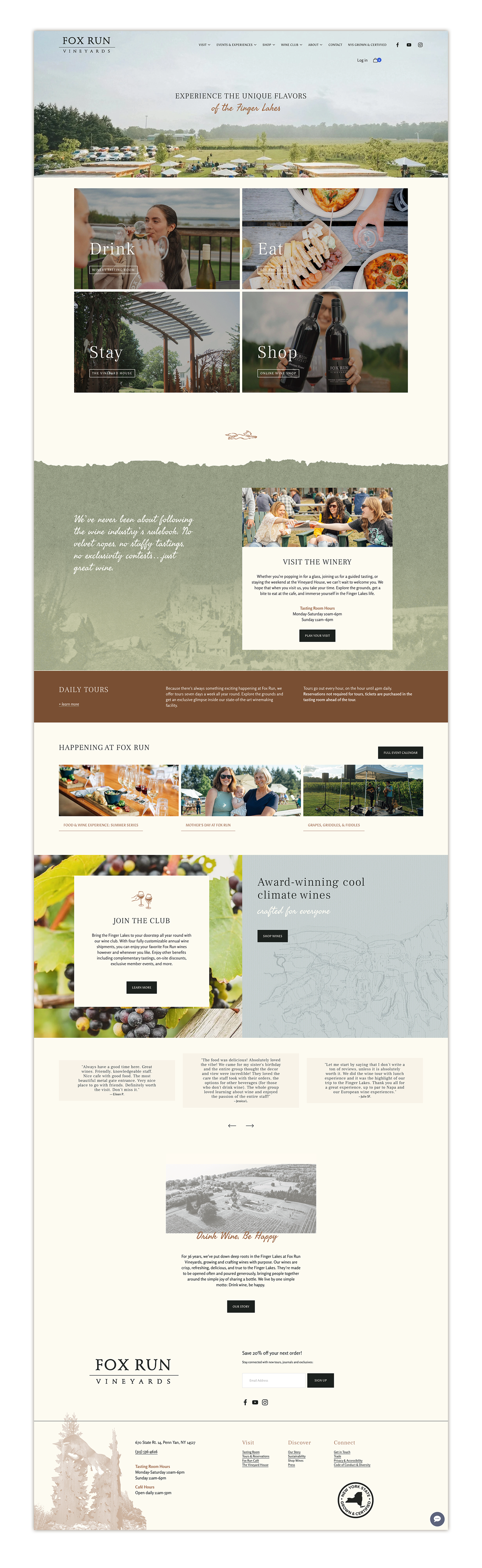 Fox Run Vineyards home page web design
