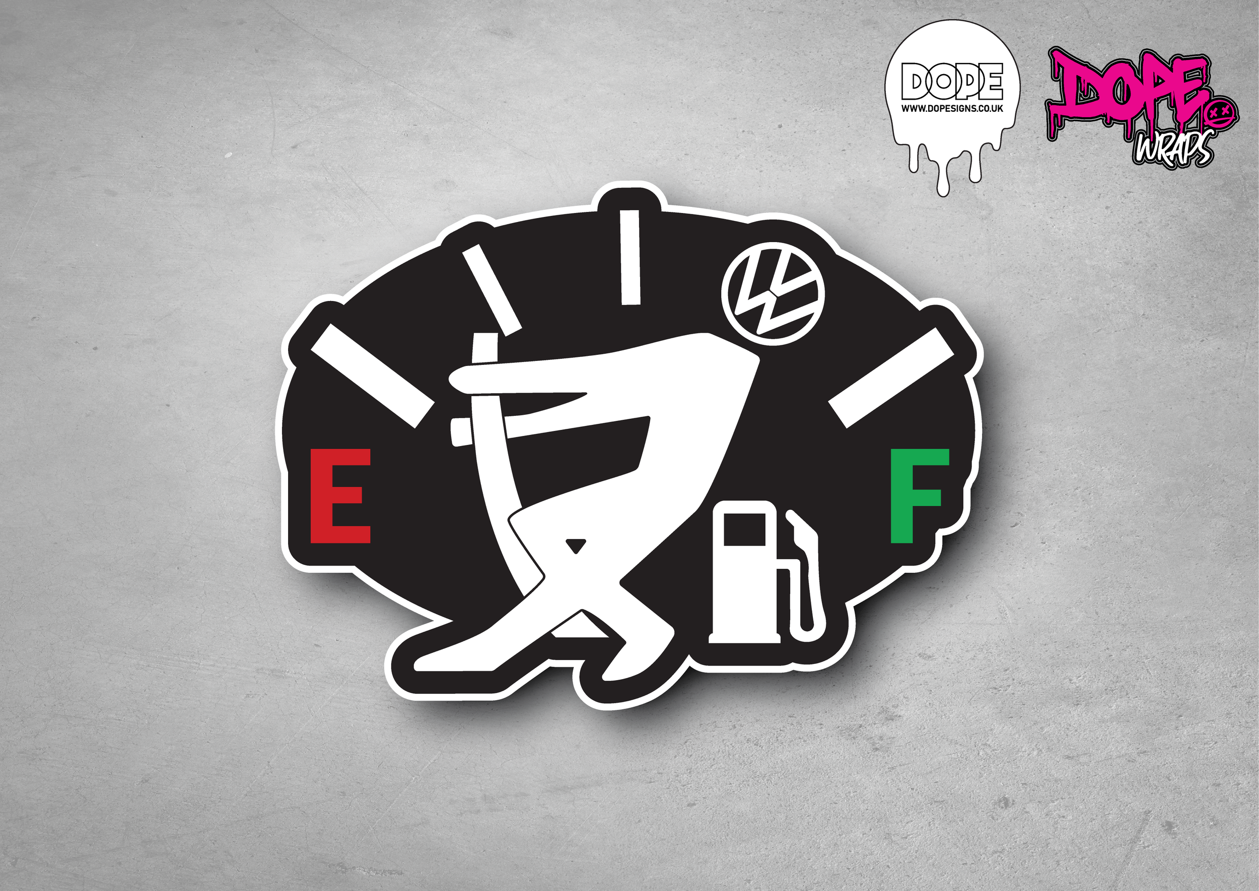 VW Fuel Decal - 89mm Width x 67mm Height Approx