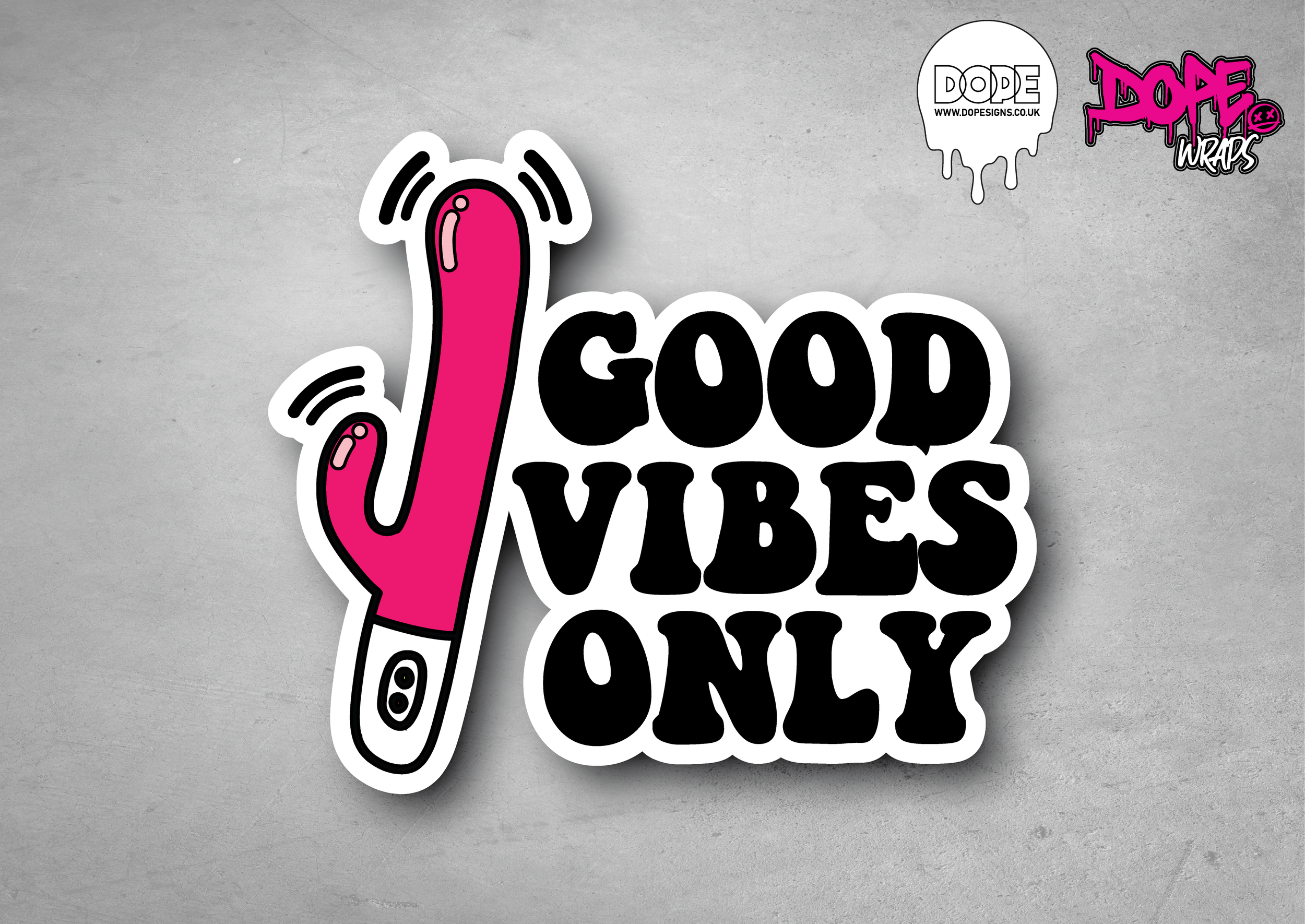 "GOOD VIBES ONLY" Decal - 89mm Width x 77mm Height Approx