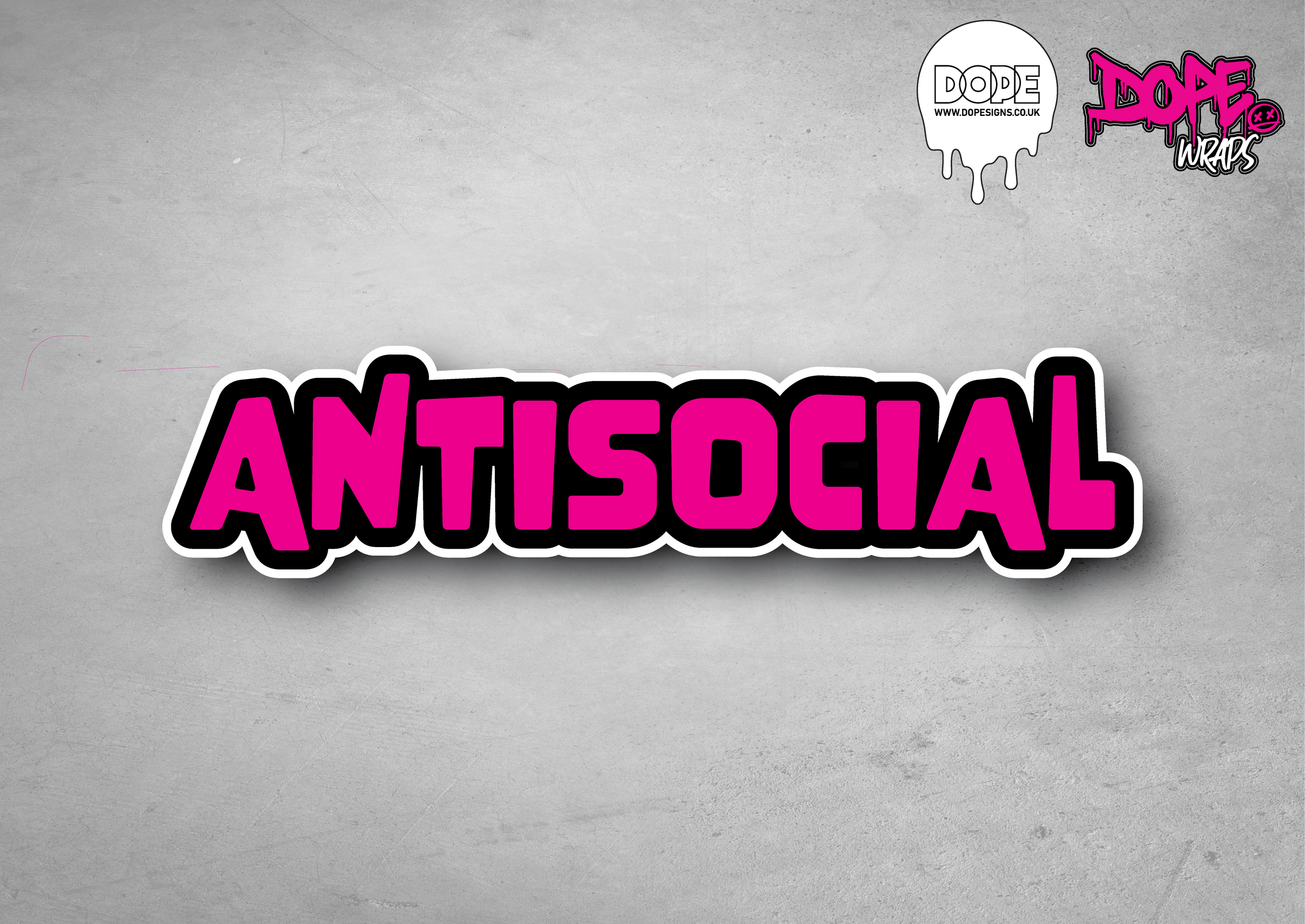 "ANTI-SOCIAL" Decal - 136mm Width x 30mm Height Approx