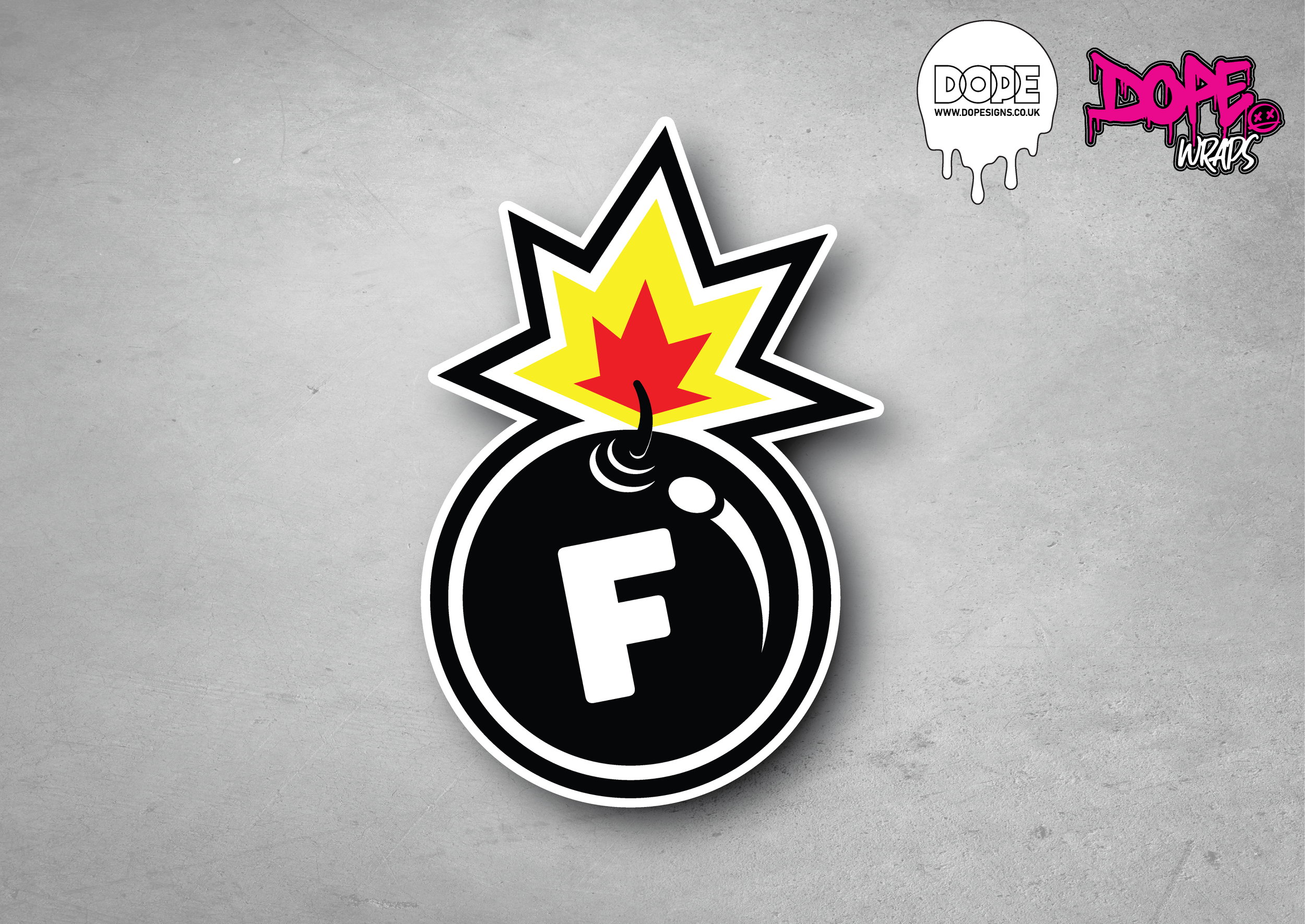 "F-BOMB" Decal - 66mm Width x 99mm Height Approx