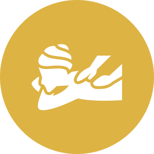 Icon of a person getting a manicure with a hand cream being applied.