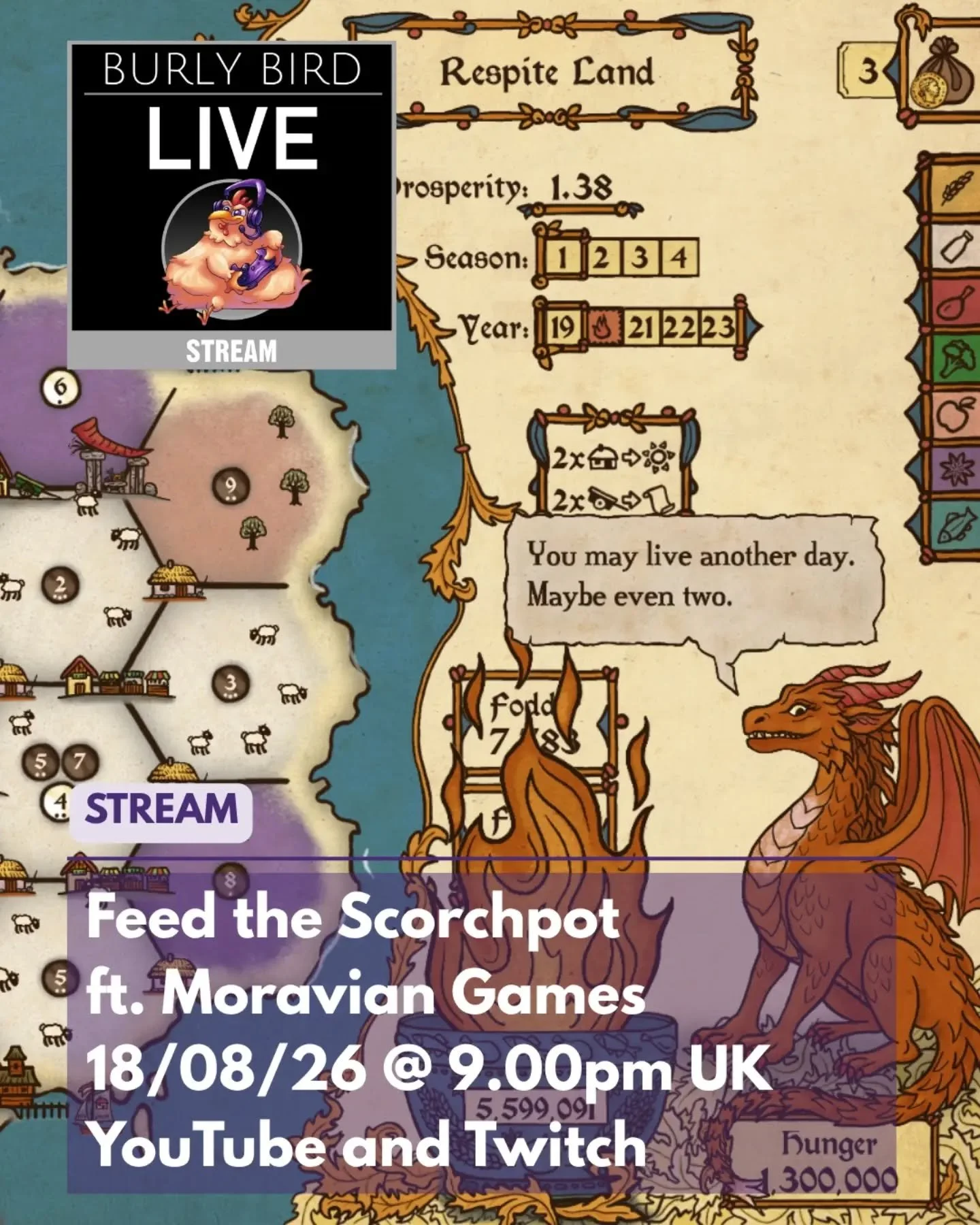 We're excited to share an exclusive pre launch stream of Feed the Scorchpot with the team at Moravian Games. Tonight at 9.00pm UK on YouTube and Twitch. @indieformer @scorchpot