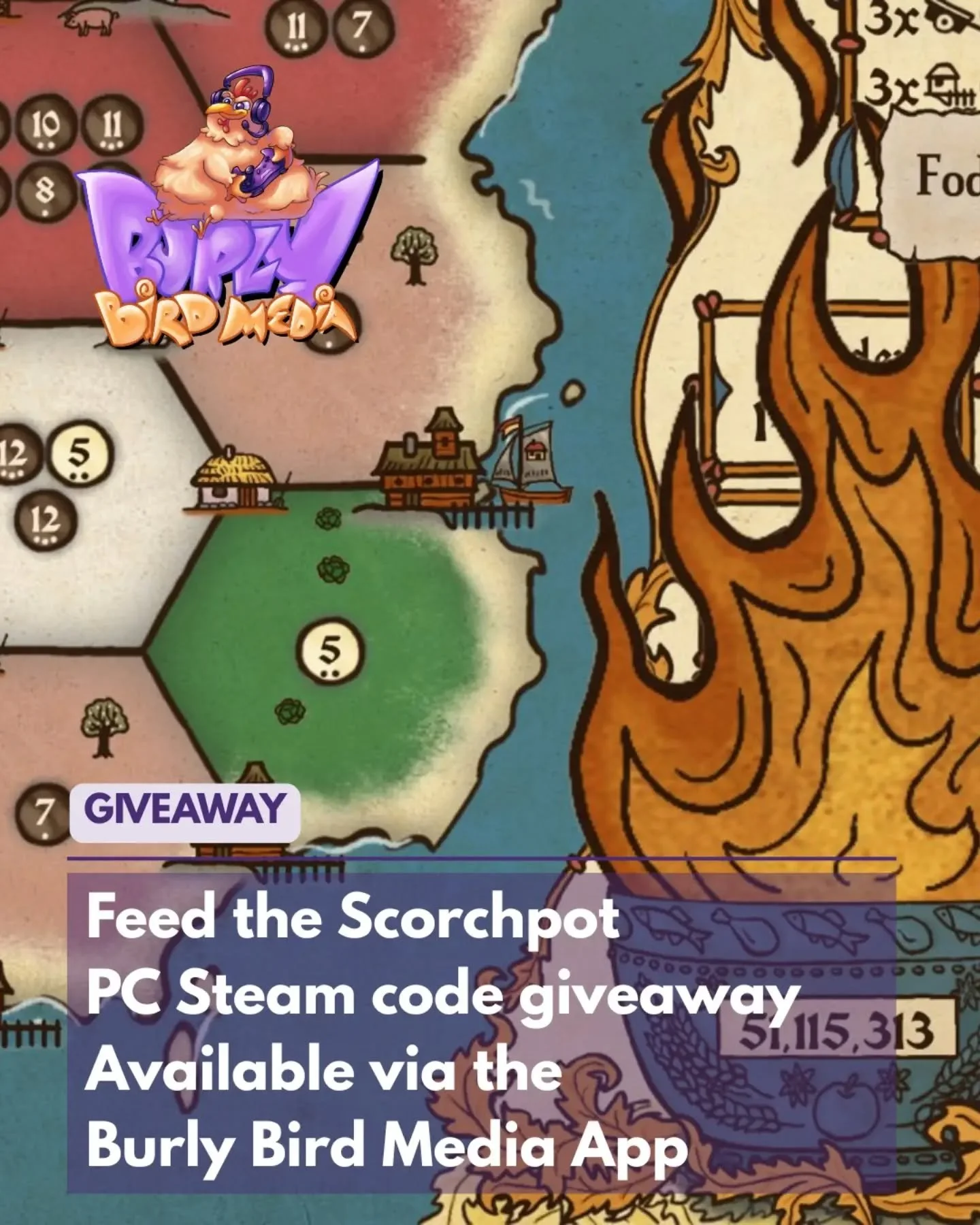 Following our recent @scorchpot dev stream, and thanks to the lovely folks @indieformer, we're running a giveaway for Feed the Scorchpot. 

You can enter via the Burly Bird Media App: https://www.burlybirdmedia.app
