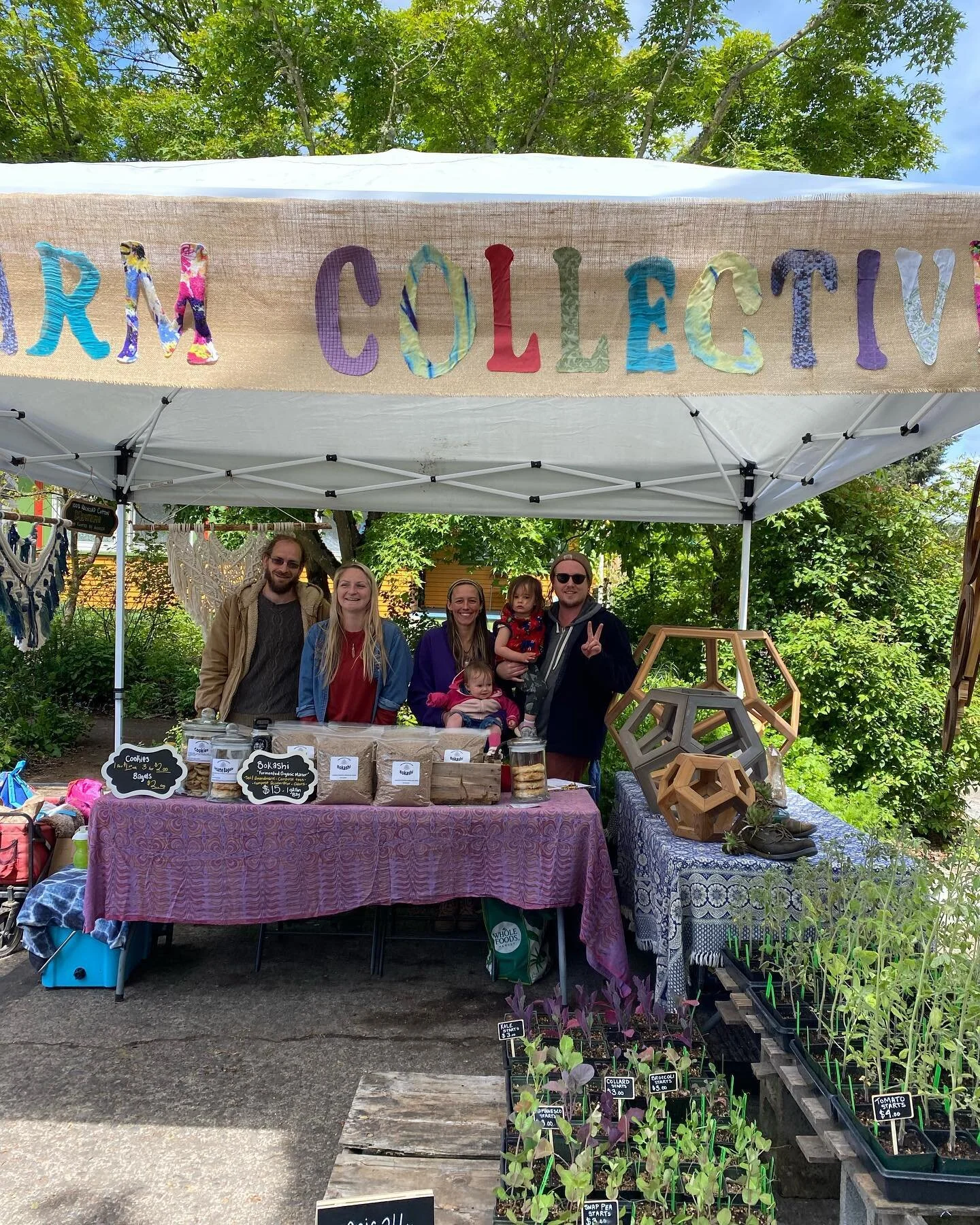 Good day, familia! We are down at the opening day at @whiteakercommunitymarket ! Come visit us at the booth down in space 13! We have organic chocolate chip cookies , bagels, lots of plant starts, fine art and bokashi for you and the family. Lovin y&