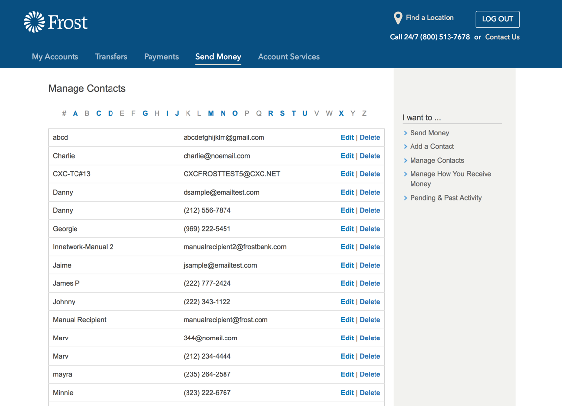 Above: We designed the Managed Contacts page to accommodate as many contacts as possible, while still being clear to navigate and understand.