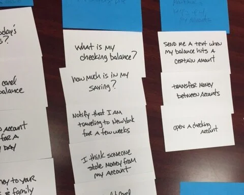 Above: When meeting our members at local branches, we asked them to participate in card sorting exercises to learn how they think and organize everyday tasks.