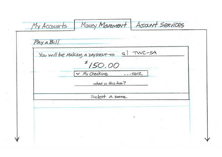 Above: I designed the experience much like the way that some people might write a check.