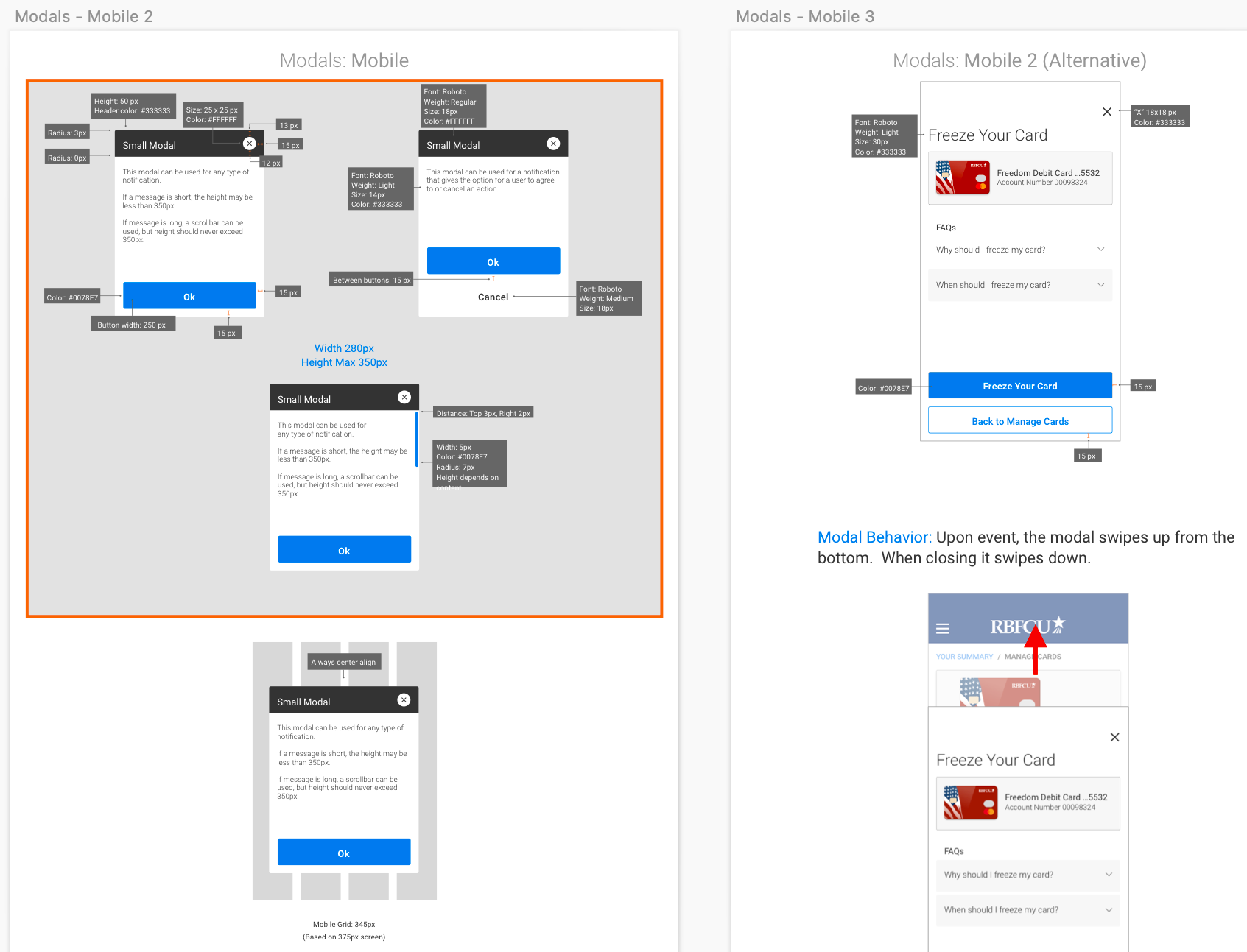 Above: It was important to explain to developers exactly how to build components that matched designs that were approved by business owners and stakeholders.
