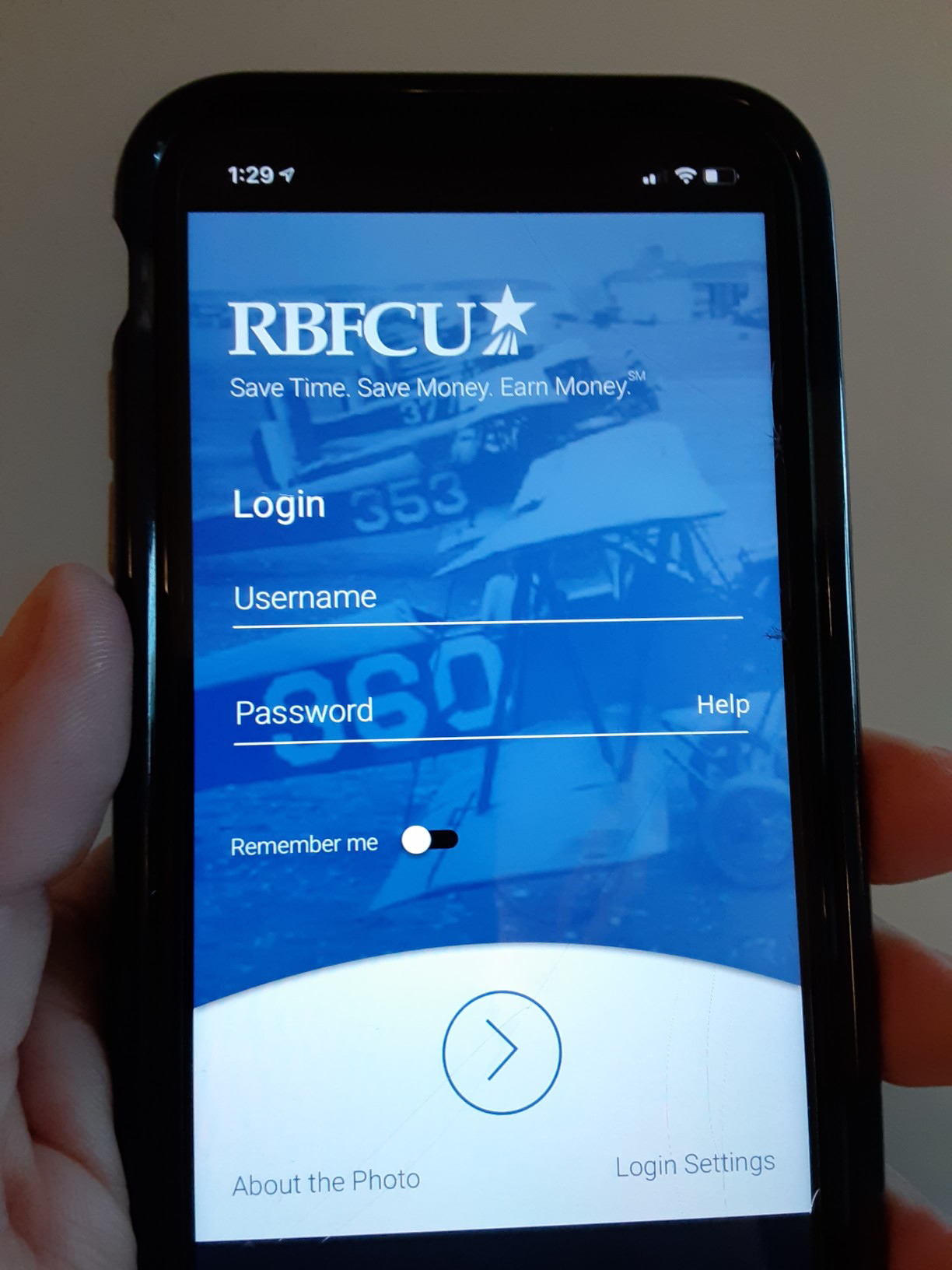 Above: This was a second concept of a Login experience for the RBFCU Mobile App.  I wanted to explore ideas outside the box and not indicative of traditional banking apps.