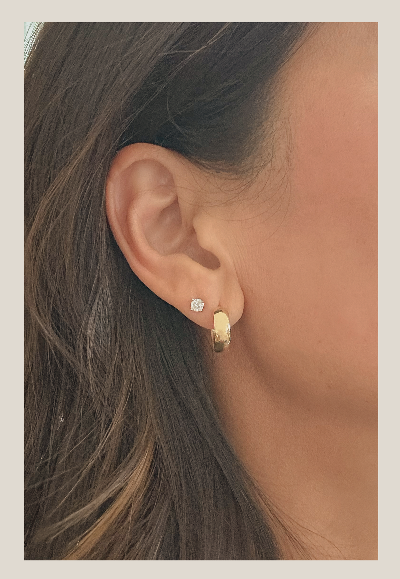 solid gold, chunky, huggies, east annex, gold hoops