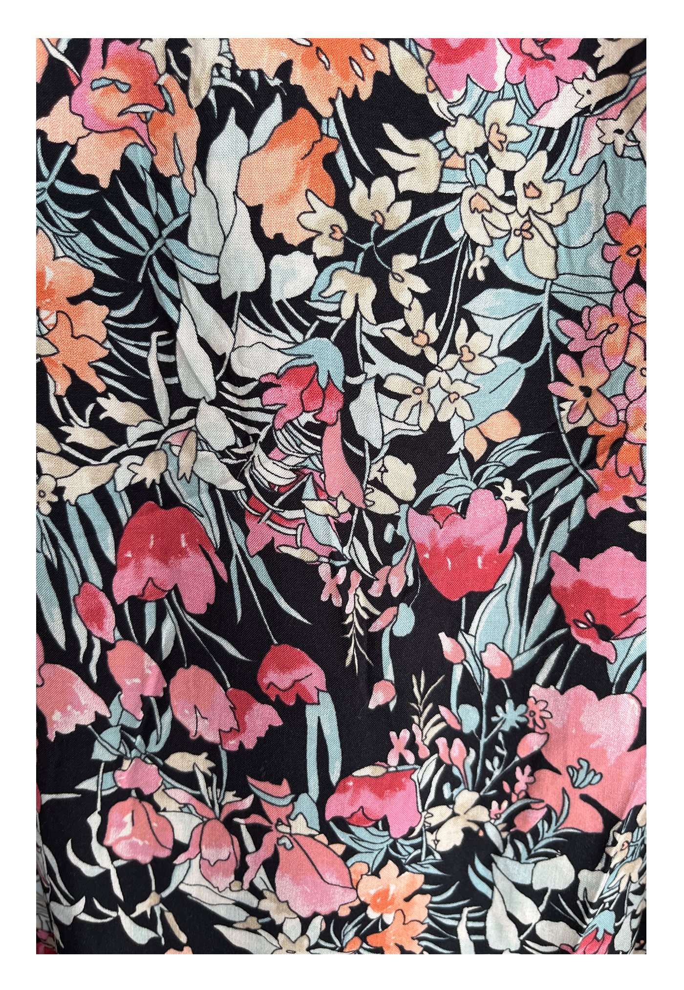 floral, midi, bohemian, drop waist, lined, tassel, dress
