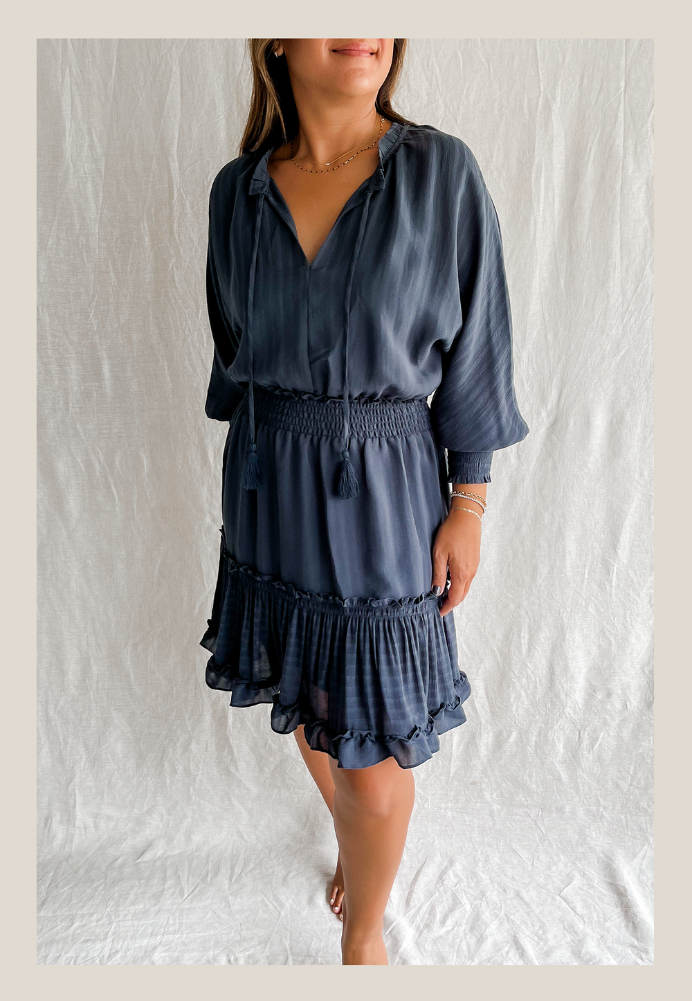 dolman mini dress Stripe Dolman-Sleeve Button-Front Mini Dress Cream Plum Stripe / Medium