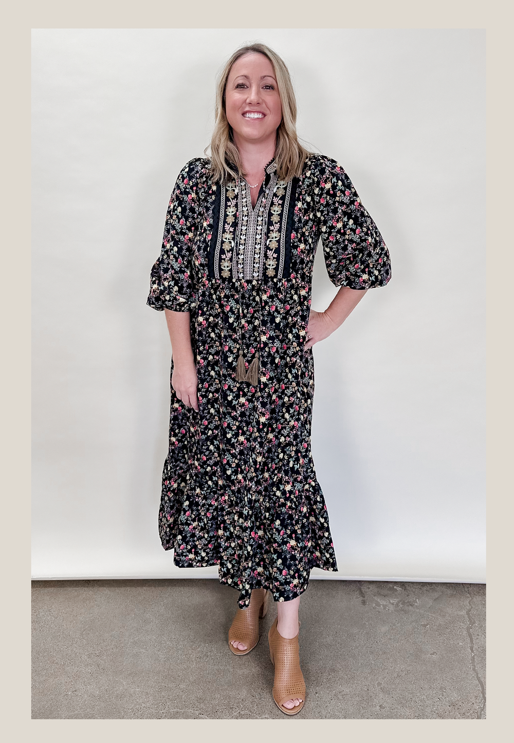 knee length dresses for ladies Daydreamer Midi Dress In Bright Multi Floral – St Frock