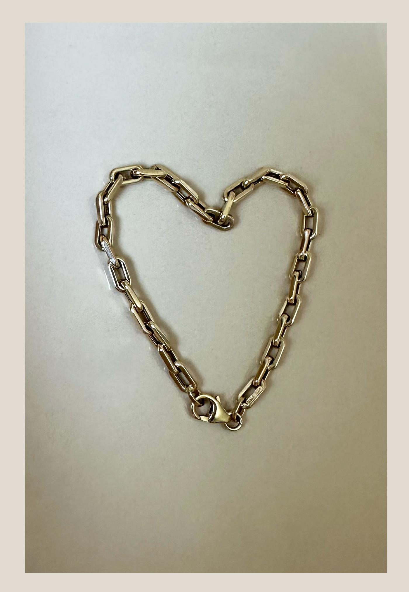 14k gold, solid gold, hollow gold, paperclip, bracelet