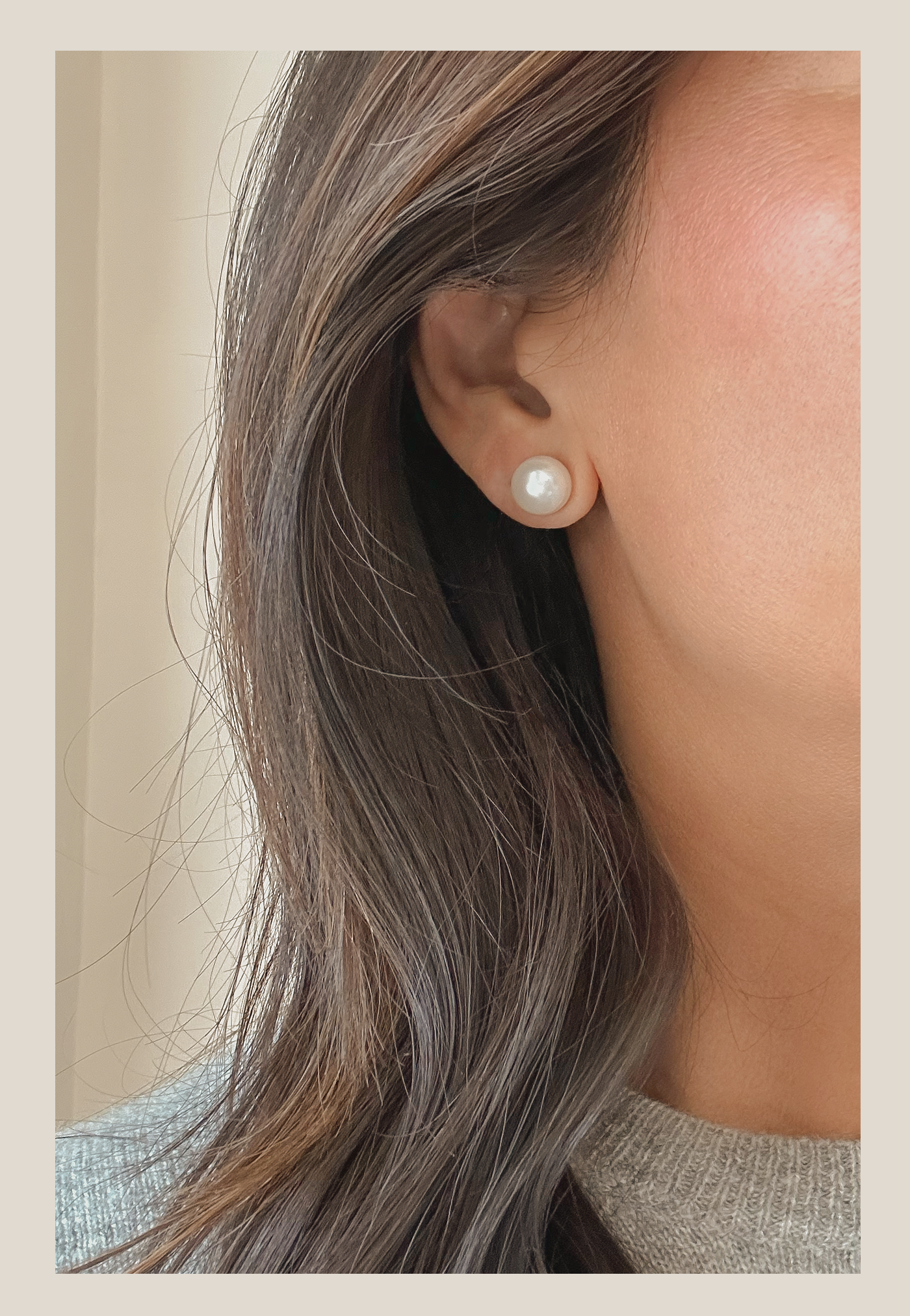 vintage, 10mm, freshwater pearl, stud, earrings, 925 silver post, 925 silver backing