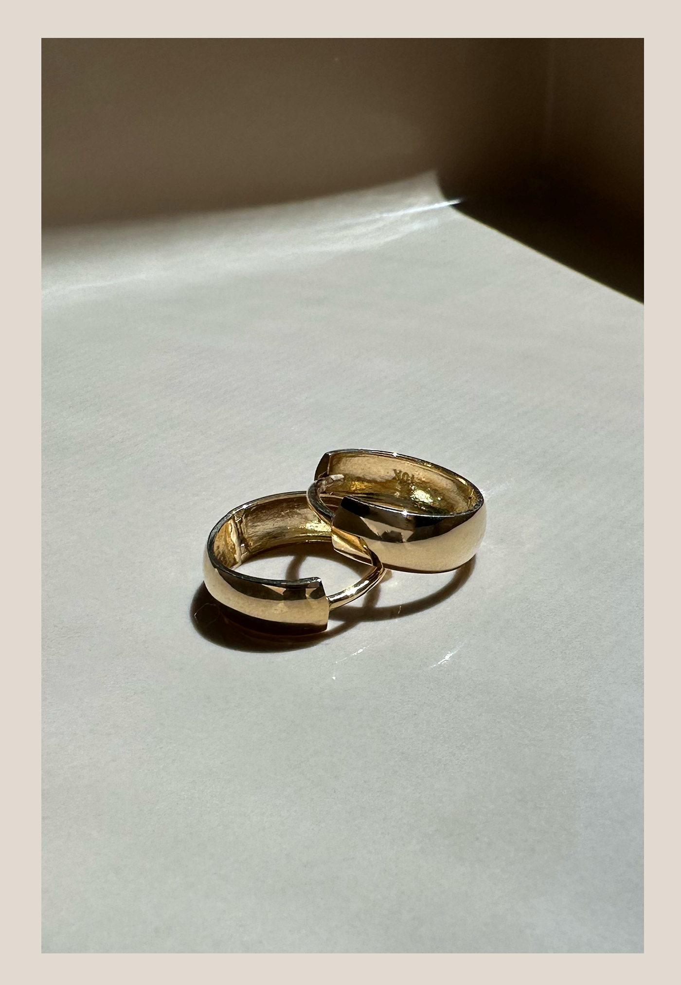 solid gold, chunky, huggies, east annex, gold hoops