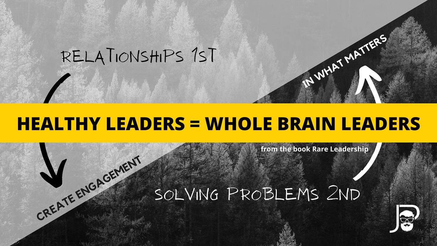Healthy Leaders = Whole Brain Leaders. What does this mean?

Many leaders tend to focus just on solving problems (Left Brain). This may be why you were, yourself, promoted; you can solve problems. But what happens when we turn people into a problem t