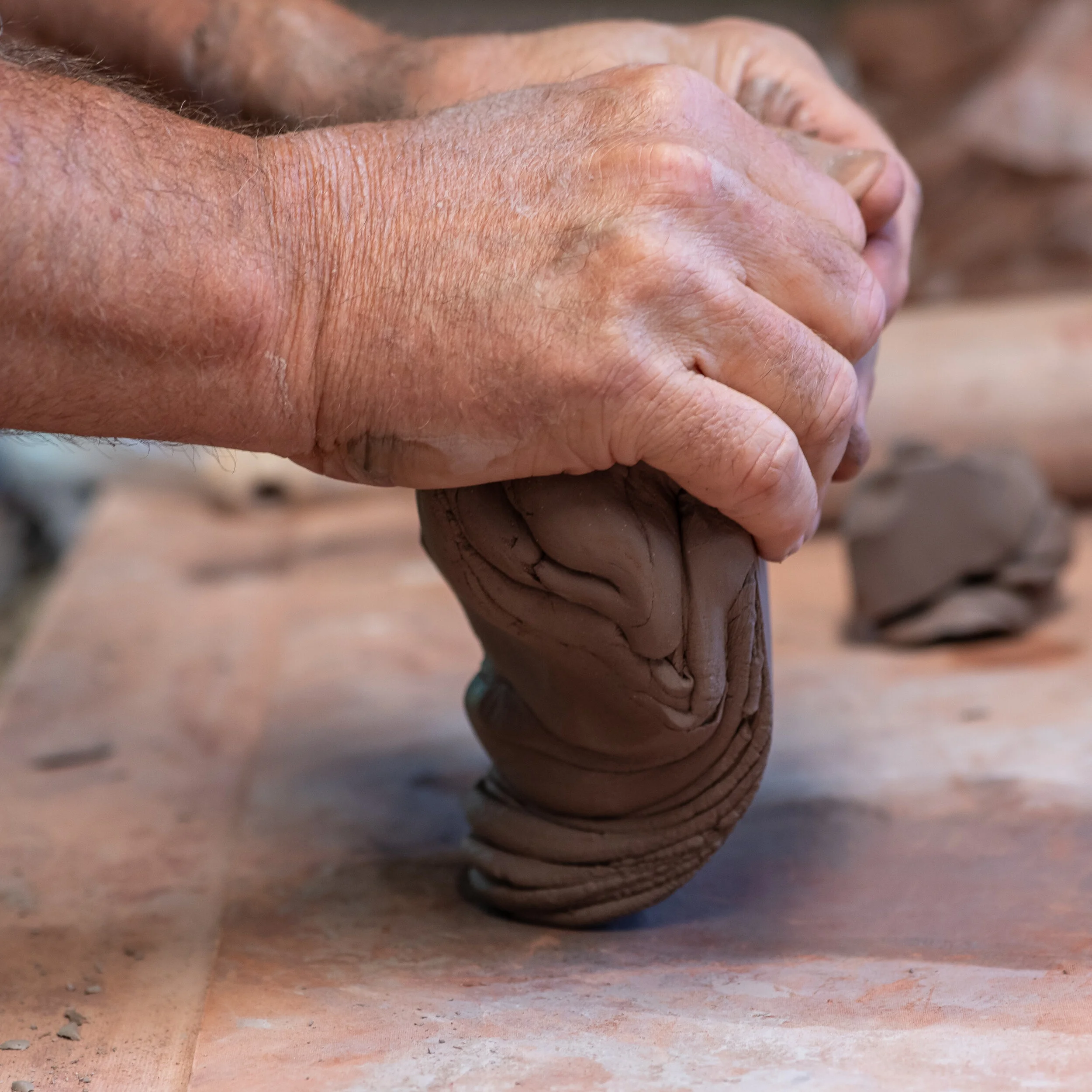 Wedging the clay