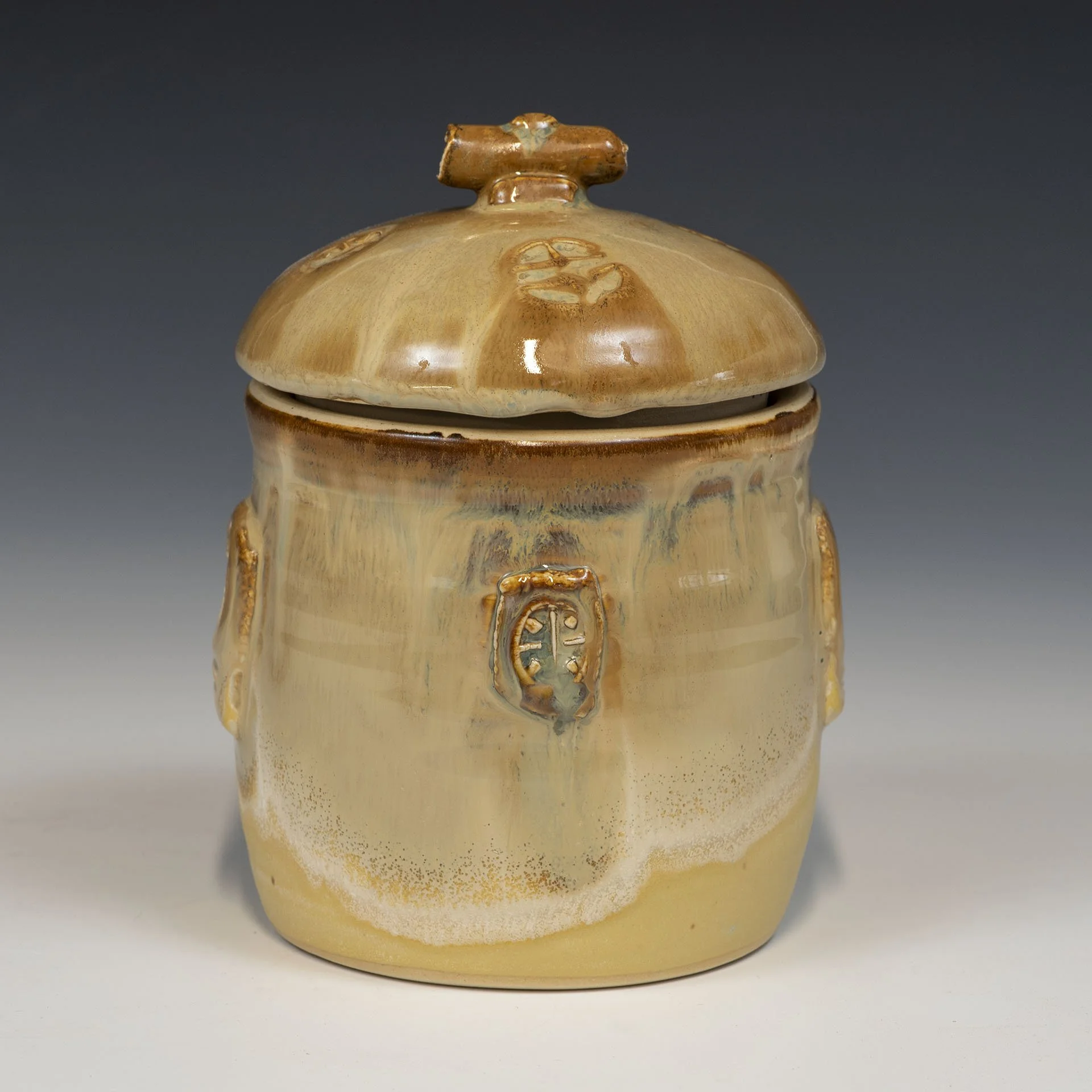 Lidded Jar Waterfall Brown-Yellow.jpg
