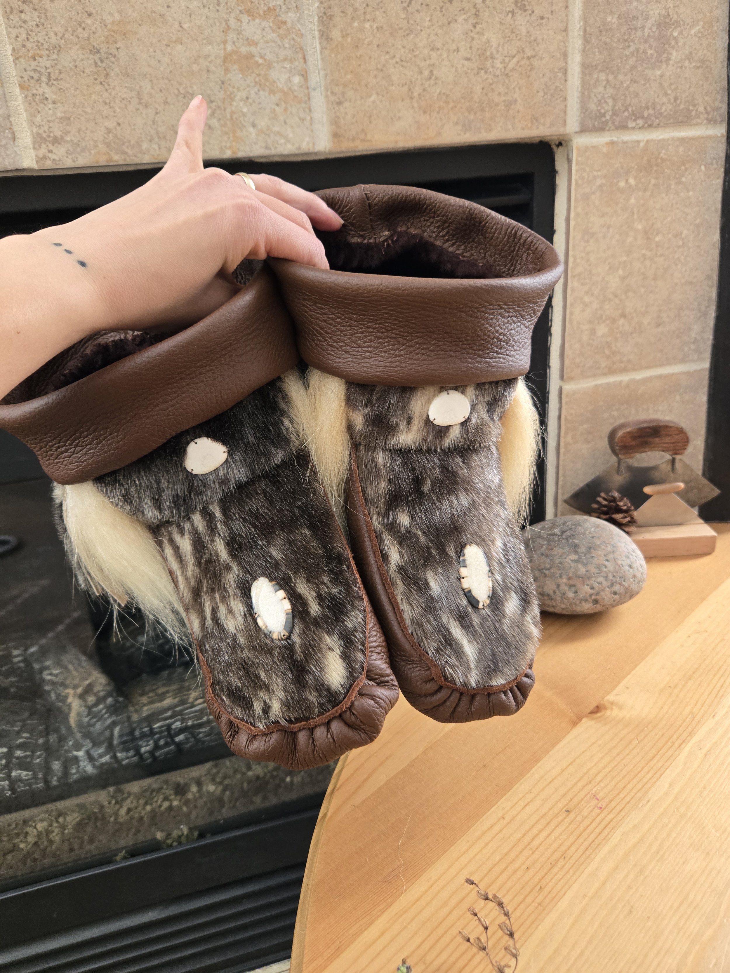Handmade Mukluks Sealskin Walrus Ivory Polar Bear Fur Inuit Yup’ik Mukluk Boots