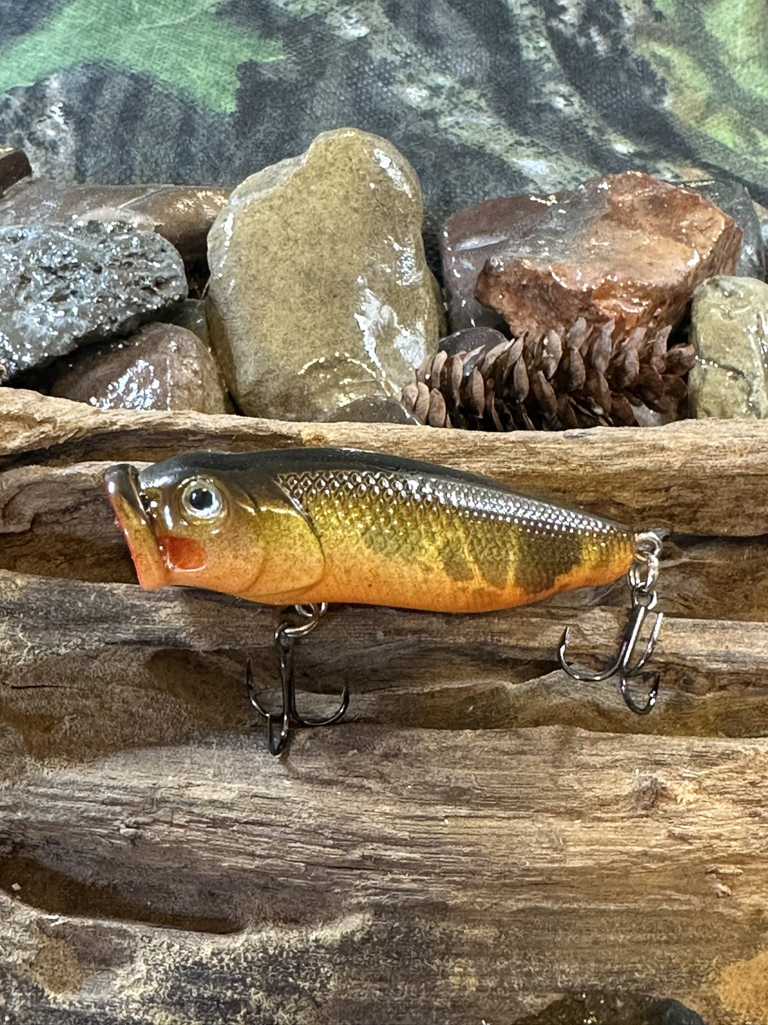 Top Water baits with Open Gill, Plopper Whopper, Side Spitting Gill and Traditional Spitting Poppers, Whopper Ploppers, Fat Bob Ploppers