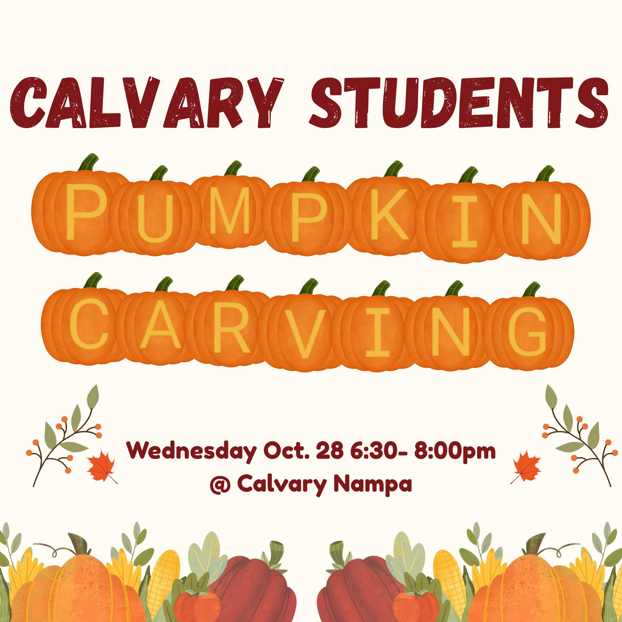 Calvary Students Pumpkin Carving