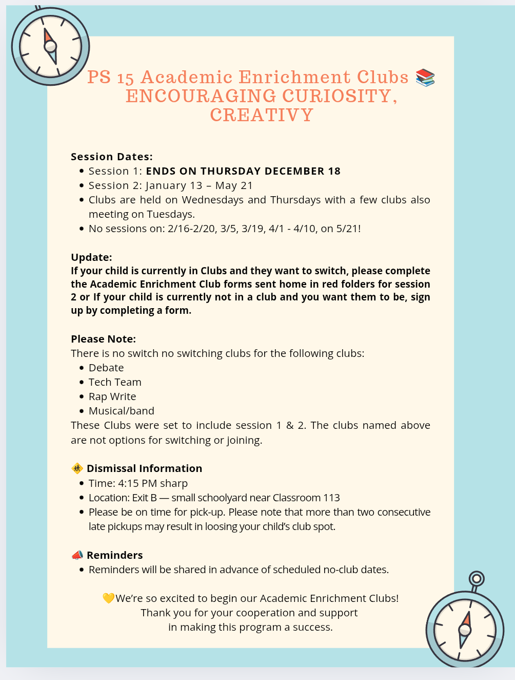 Academic Enrichment Clubs