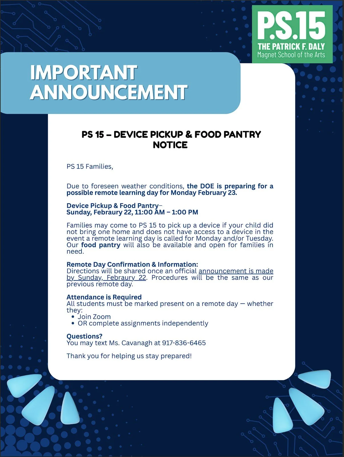 Device &amp; food pantry pickup (Possible Remote Day 2/23/26)