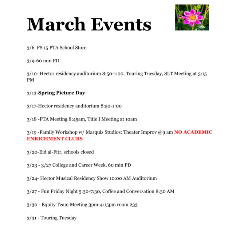 March Events