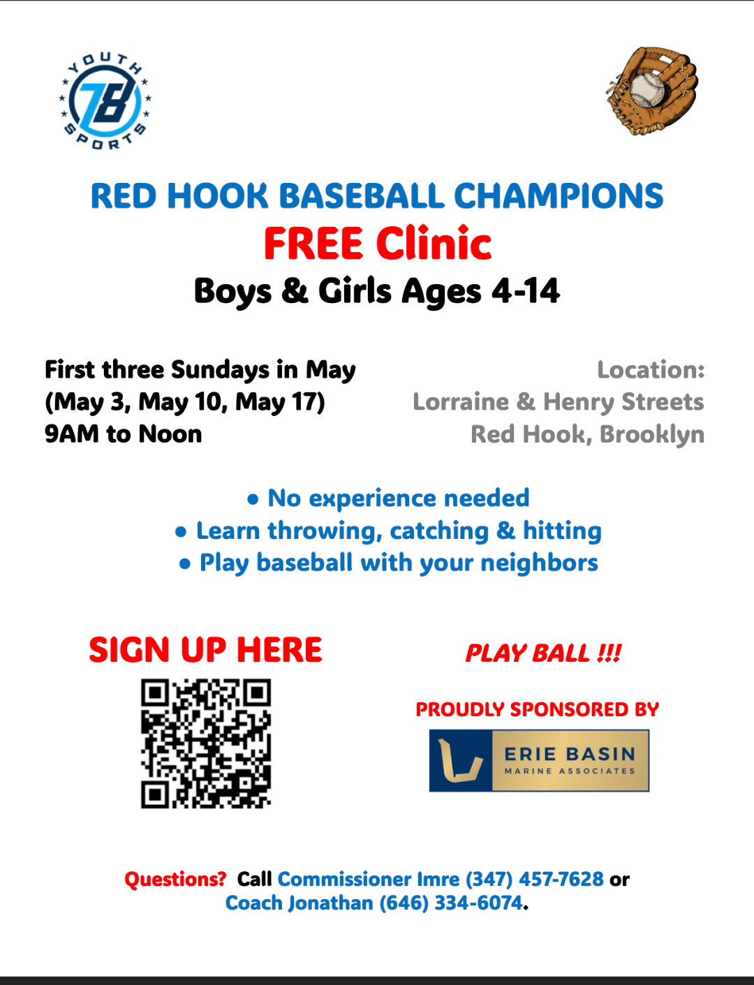 Red Hook Baseball Champions Free Clinic