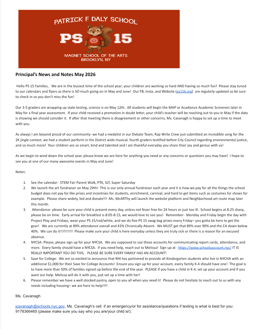Principal News and Notes