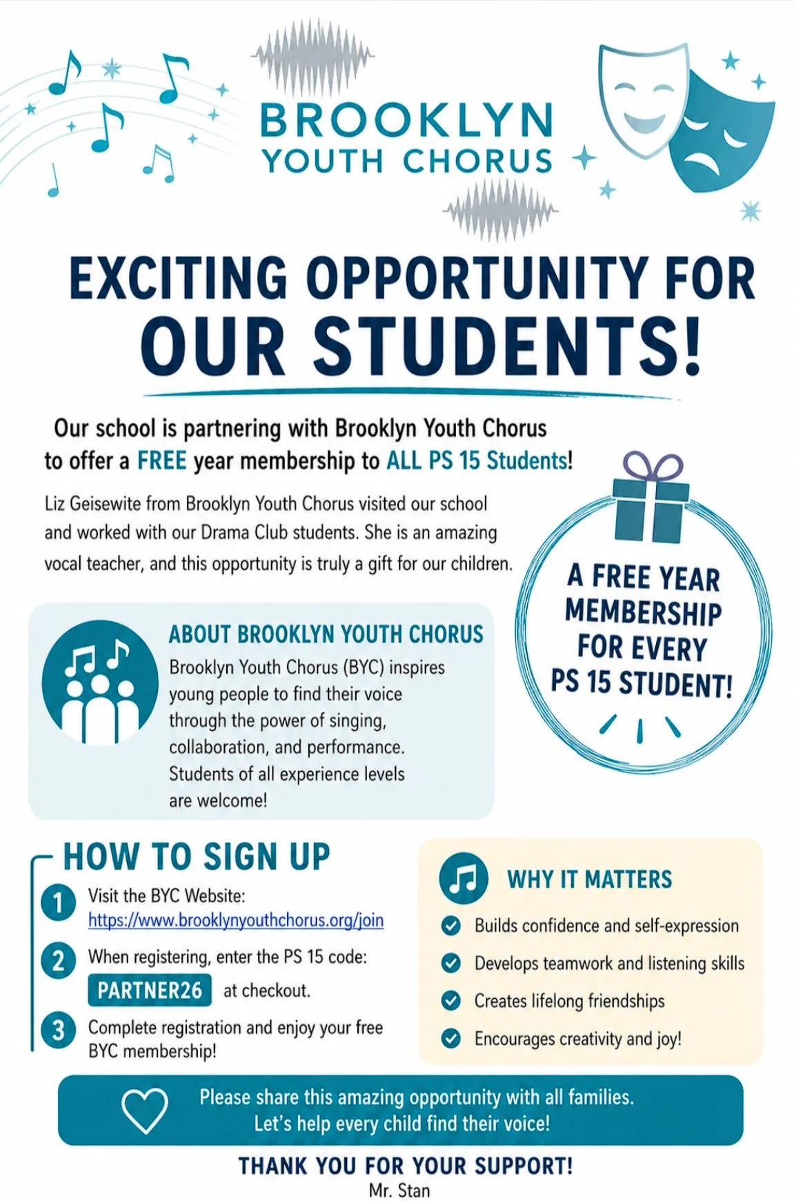 Free Brooklyn Youth Chorus Membership