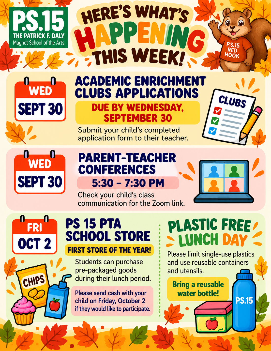 Here’s What’s Happening at PS 15 This Week!
