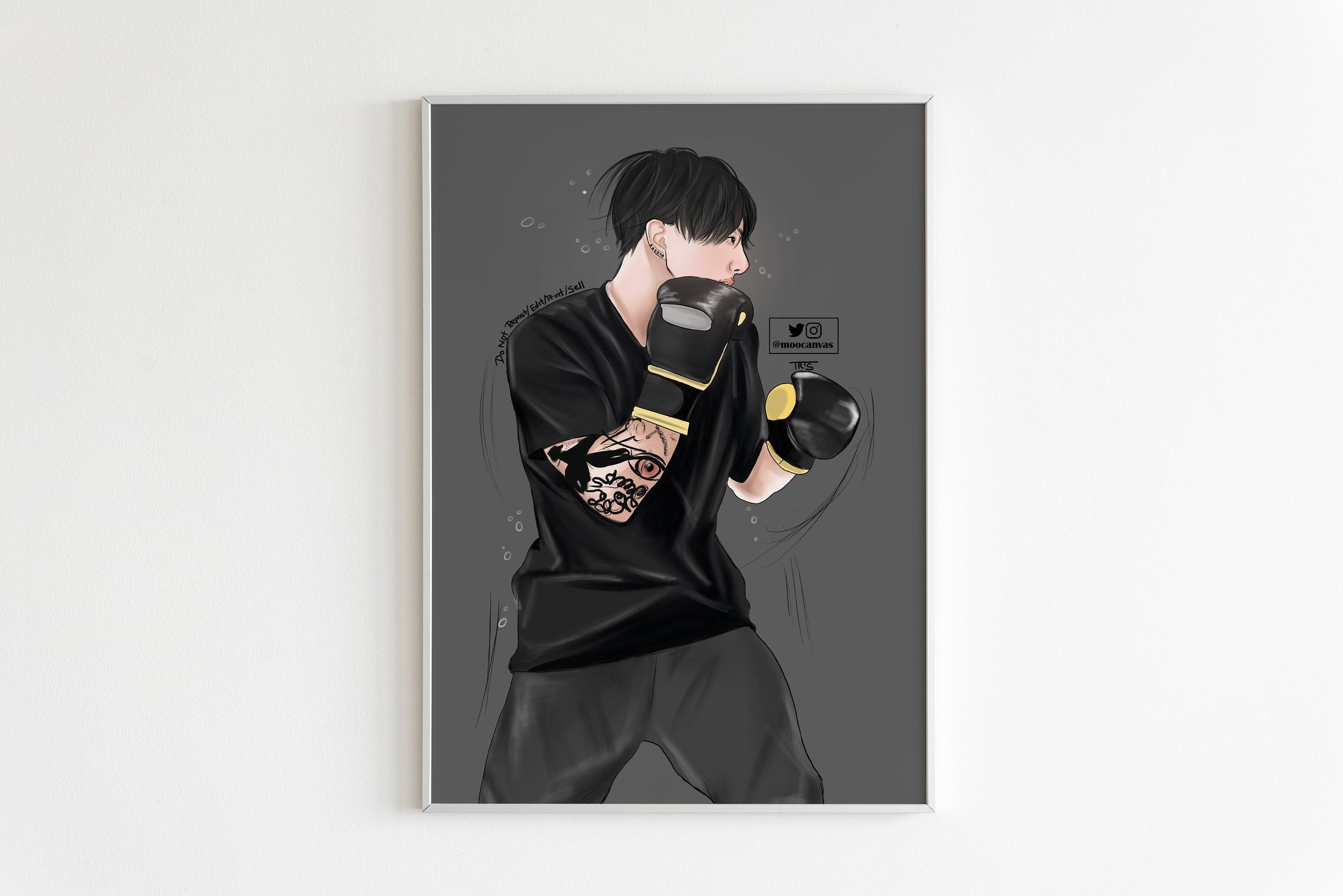 BTS Jungkook Boxing Artprint (Large) (Size: 8x10in) | BTS | BTS Fanart | Kpop | Bts artprint