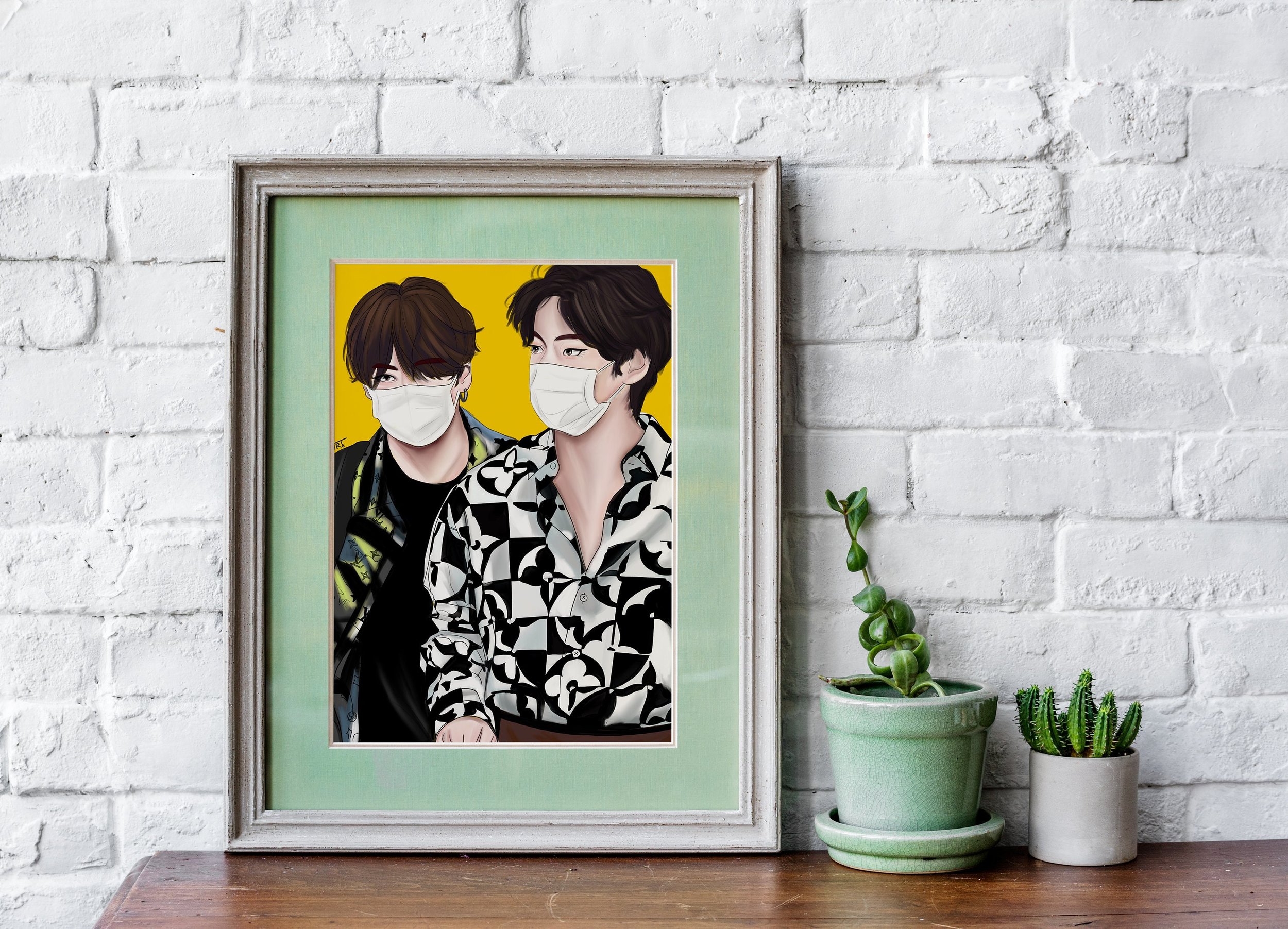 BTS Taekook Airport 2021 Artprint (Size: 5x7in) | BTS | BTS Fanart | Kpop | Bts artprint