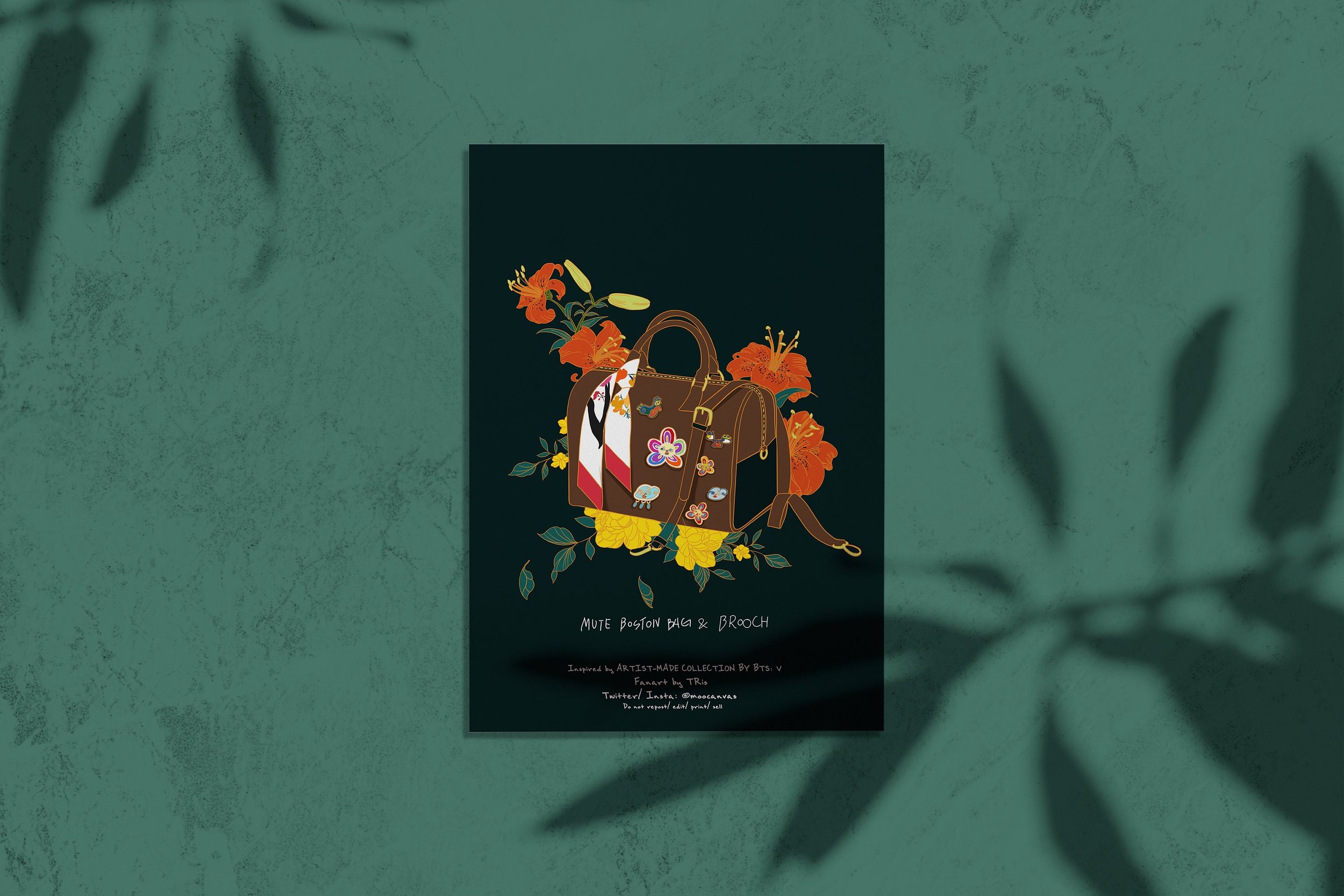 BTS Mute Boston Bag Artist Collection by V  (Size: 8x10in) | BTS | BTS Fanart | Kpop | Bts artprint