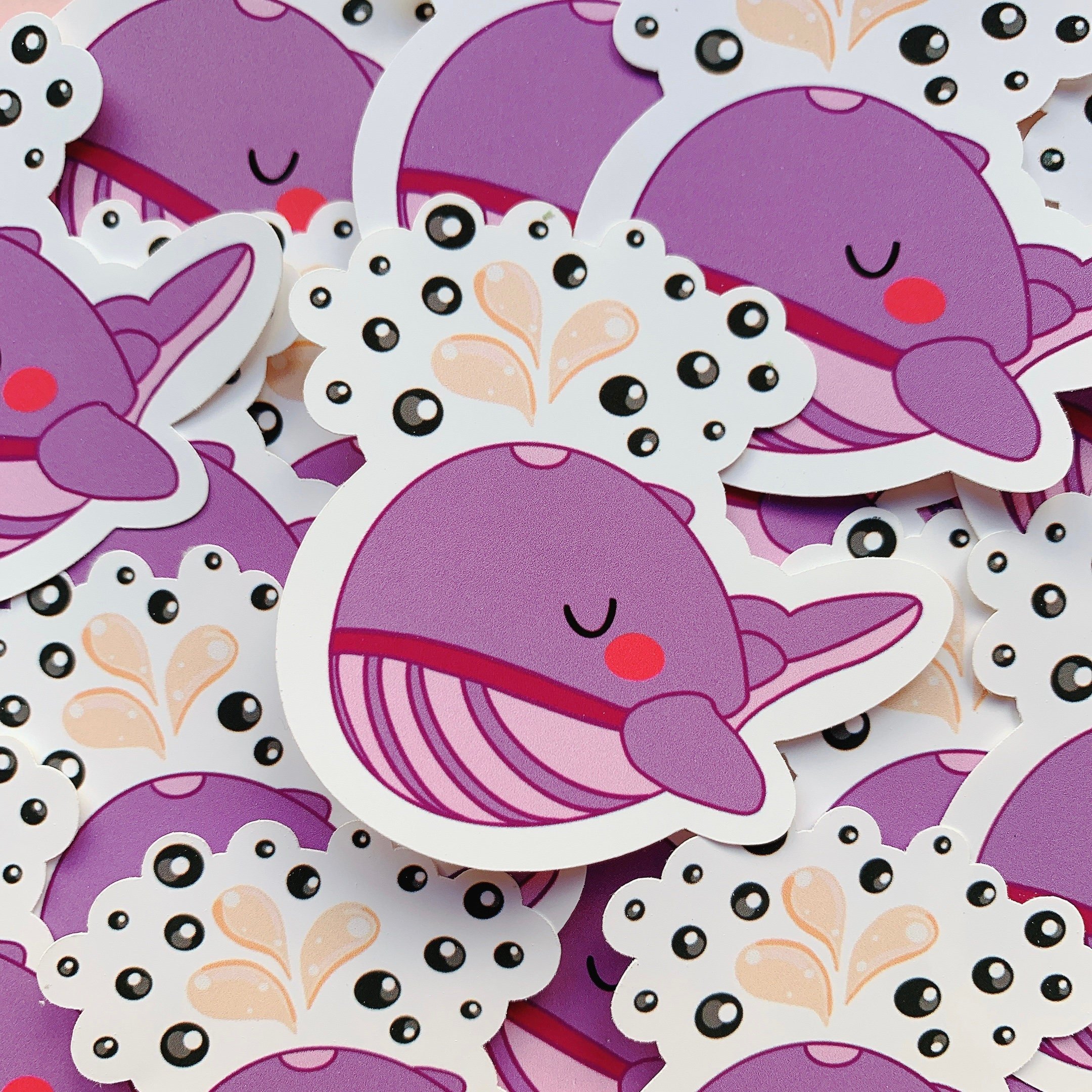 BTS Whale Borahae Purple whale with boba milk tea | BTS Stickers | Kpop Stickers | BTS
