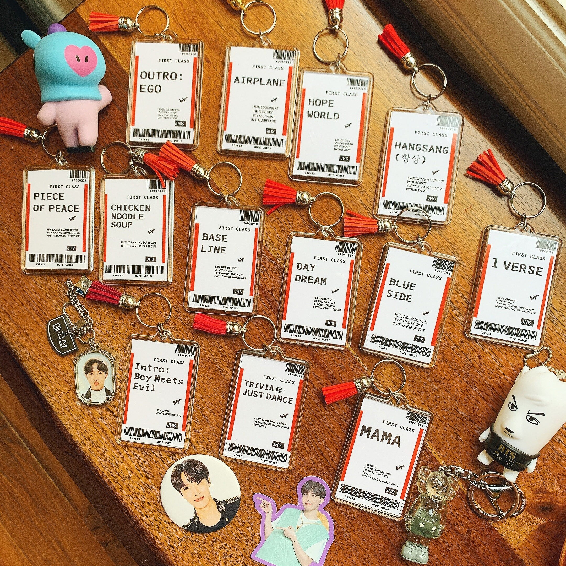 BTS Jhope Hoseok Solo Songs Boarding Passes Acrylic Photoframe Keychains | BTS keychains | Kpop Keychains | BTS