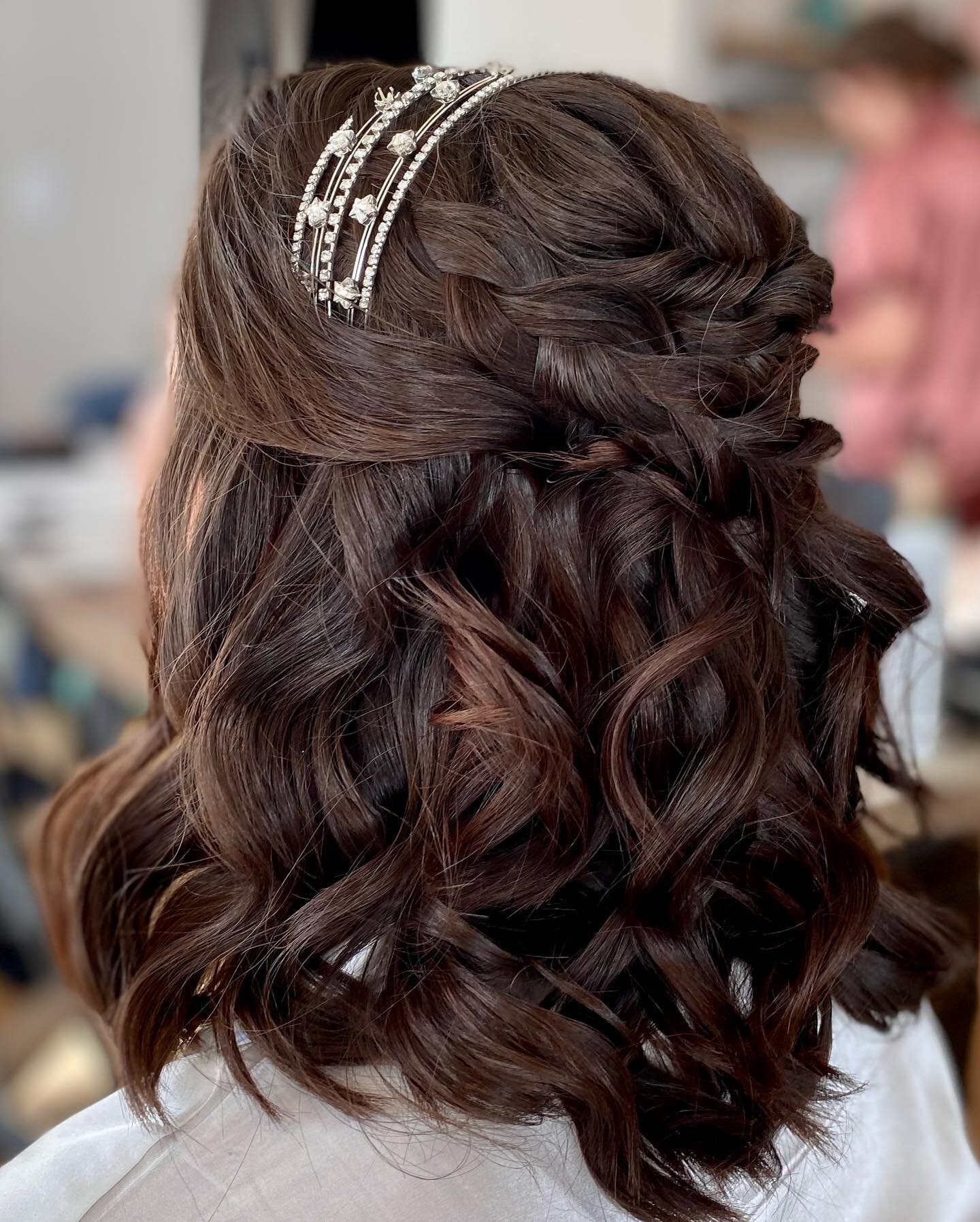 Two different brides, similiar styles, but completely different hair colours, textures and thickness! 

Grace went for a textured half-up with a braid and a headband, whilst Kimberley went for a half-up with twists and no extra accessories. Which one