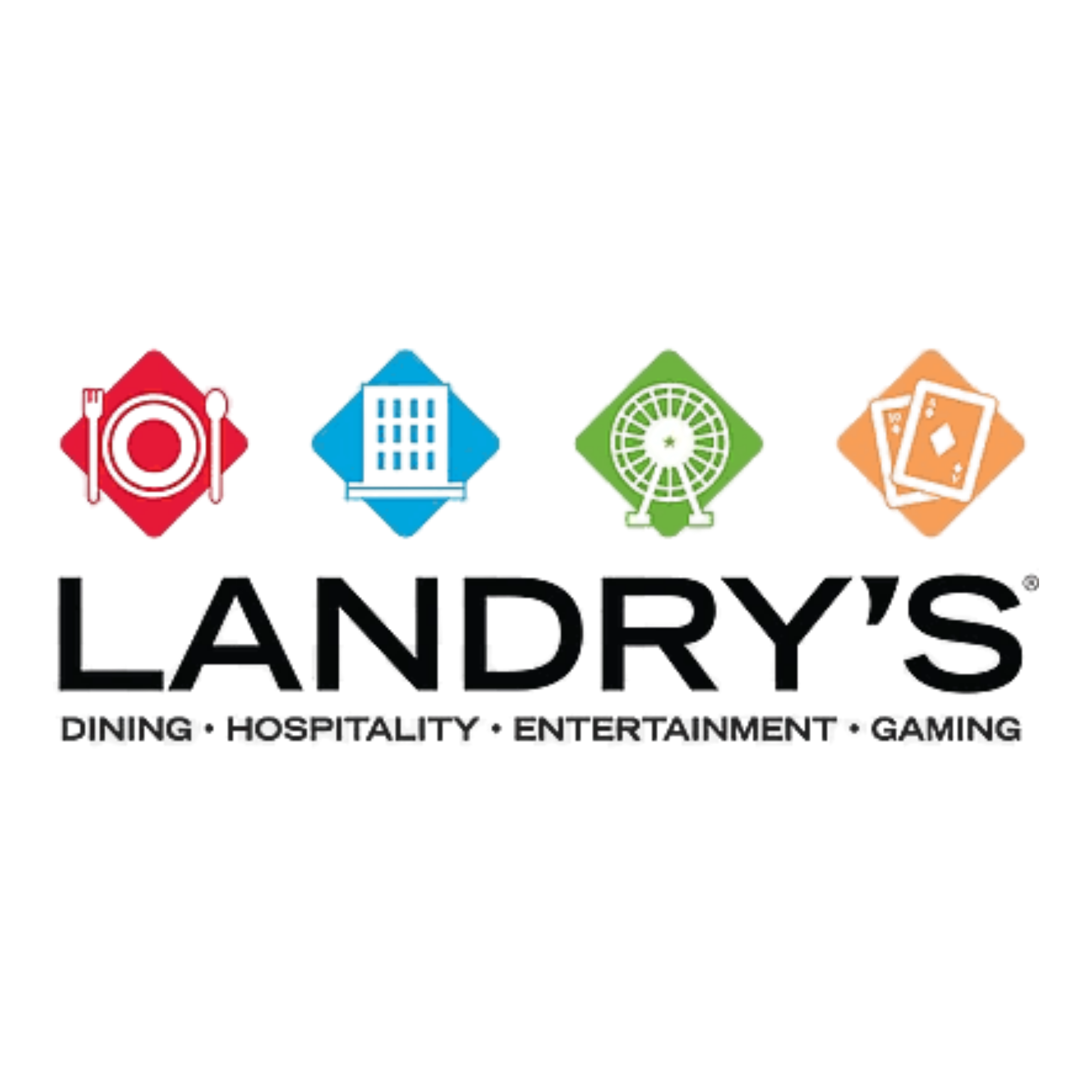 Landry's corporate logo featuring dining, hospitality, entertainment, gaming