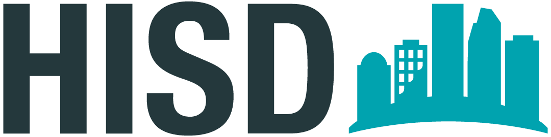 HISD logo with a city skyline graphic