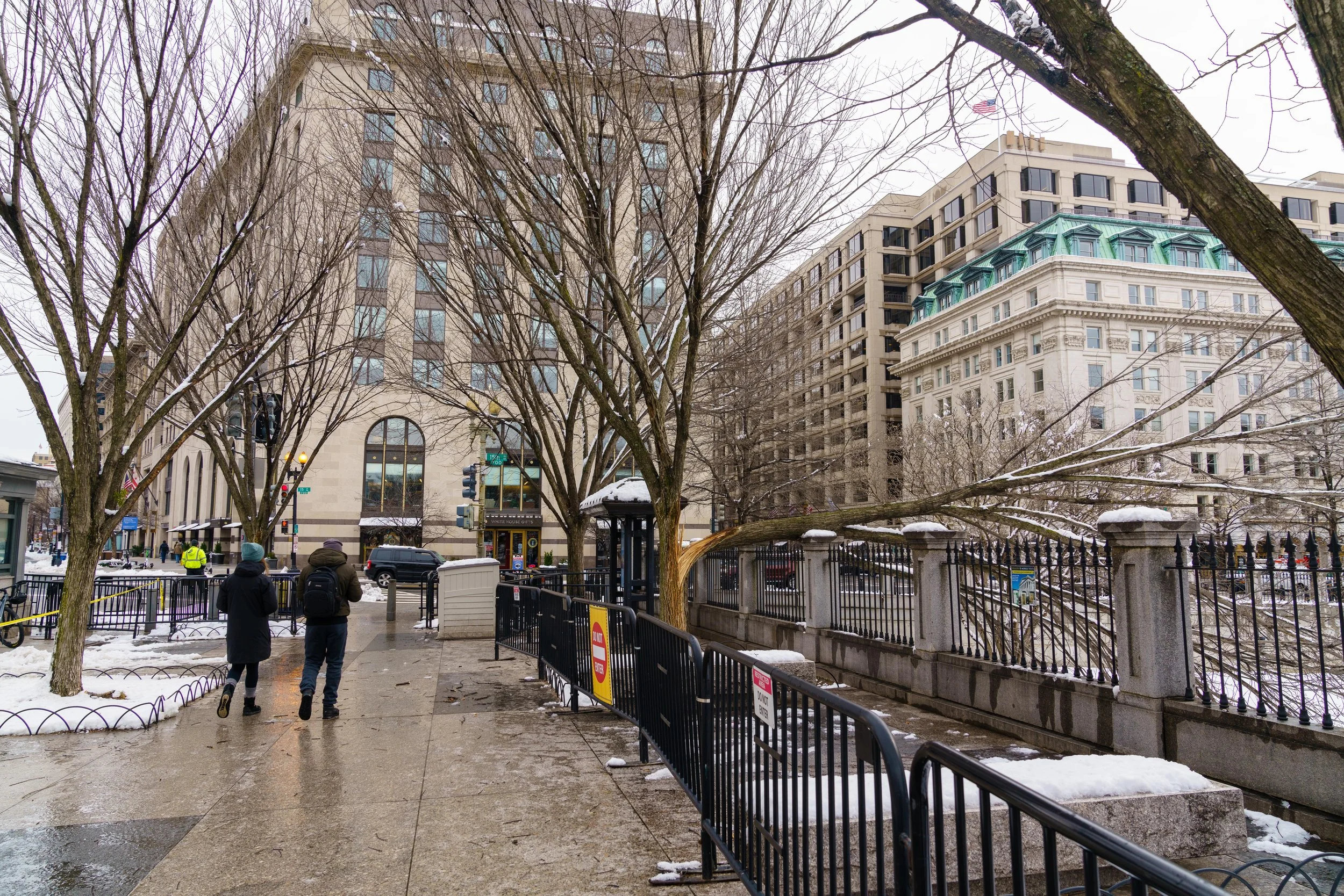 The sidewalk in front of the U.S. department of treasury. 