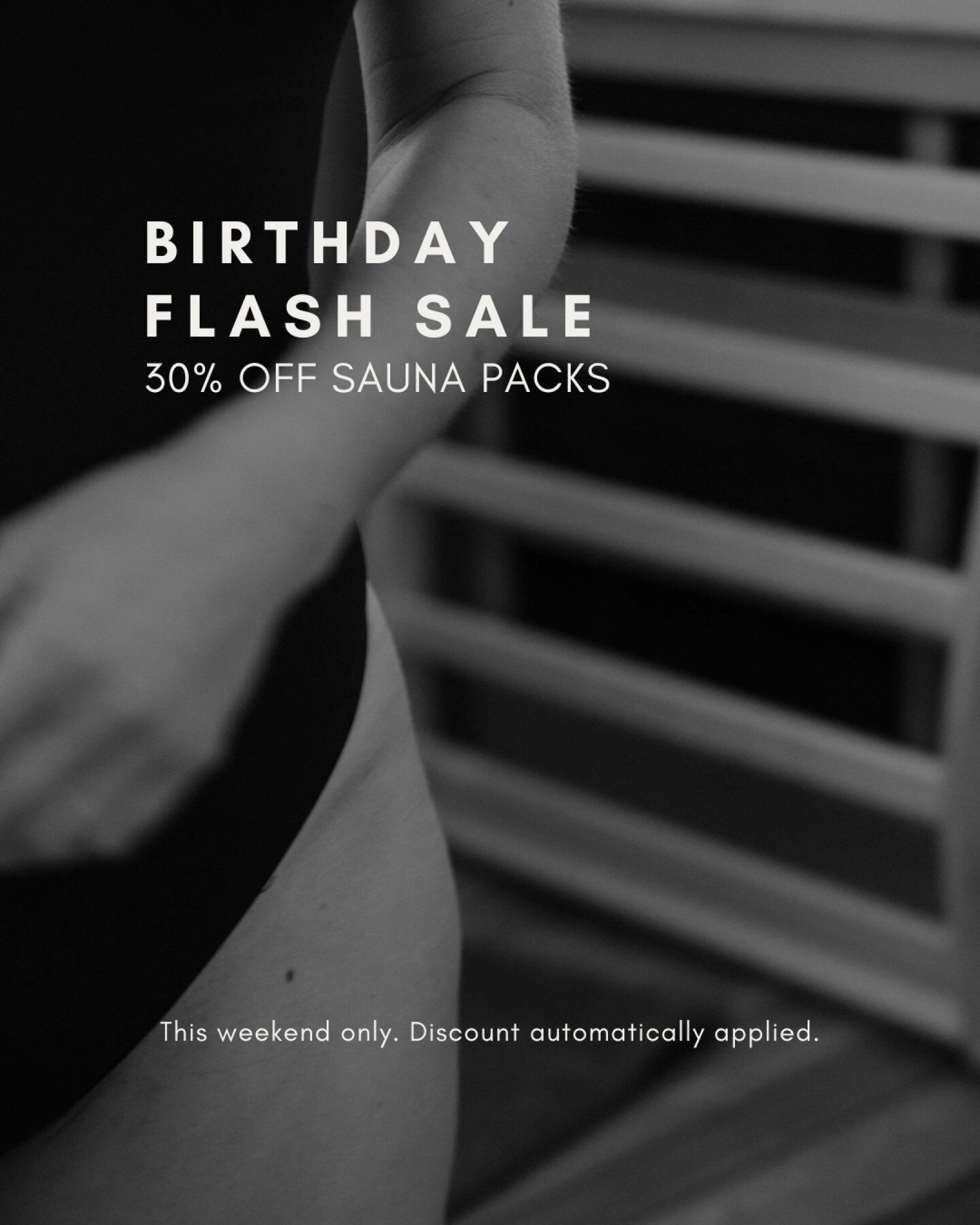 Birthday Flash Sale!

Ready to turn up the heat on your self-care routine? ❤&zwj;🔥 This weekend, we're giving you another reason to celebrate Zadig with 30% OFF on all our sauna packs! 

This Saturday &amp; Sunday ONLY! Discount is automatically app