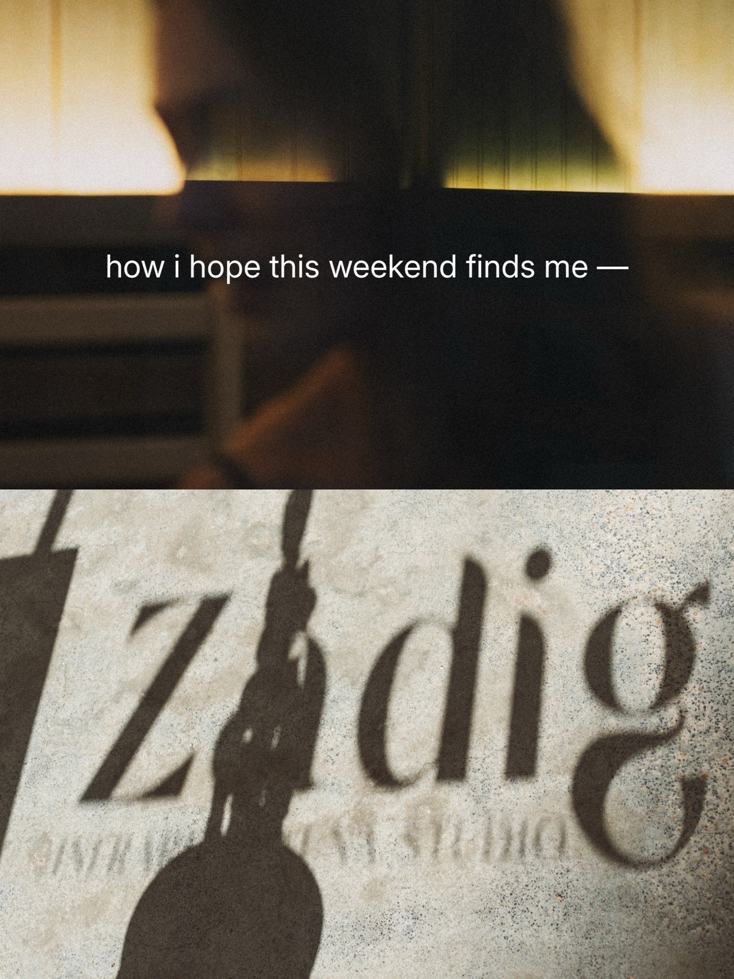 how i hope this weekend finds me &mdash;
warm, rested, slow &amp; at Zadig.

We&rsquo;re open all weekend for sauna, ice bath &amp; nervous system resets.
