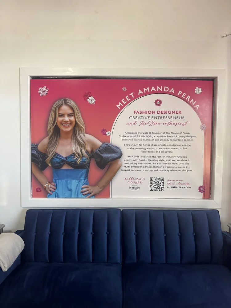 Meet Amanda Perna sign inside Amanda's Corner