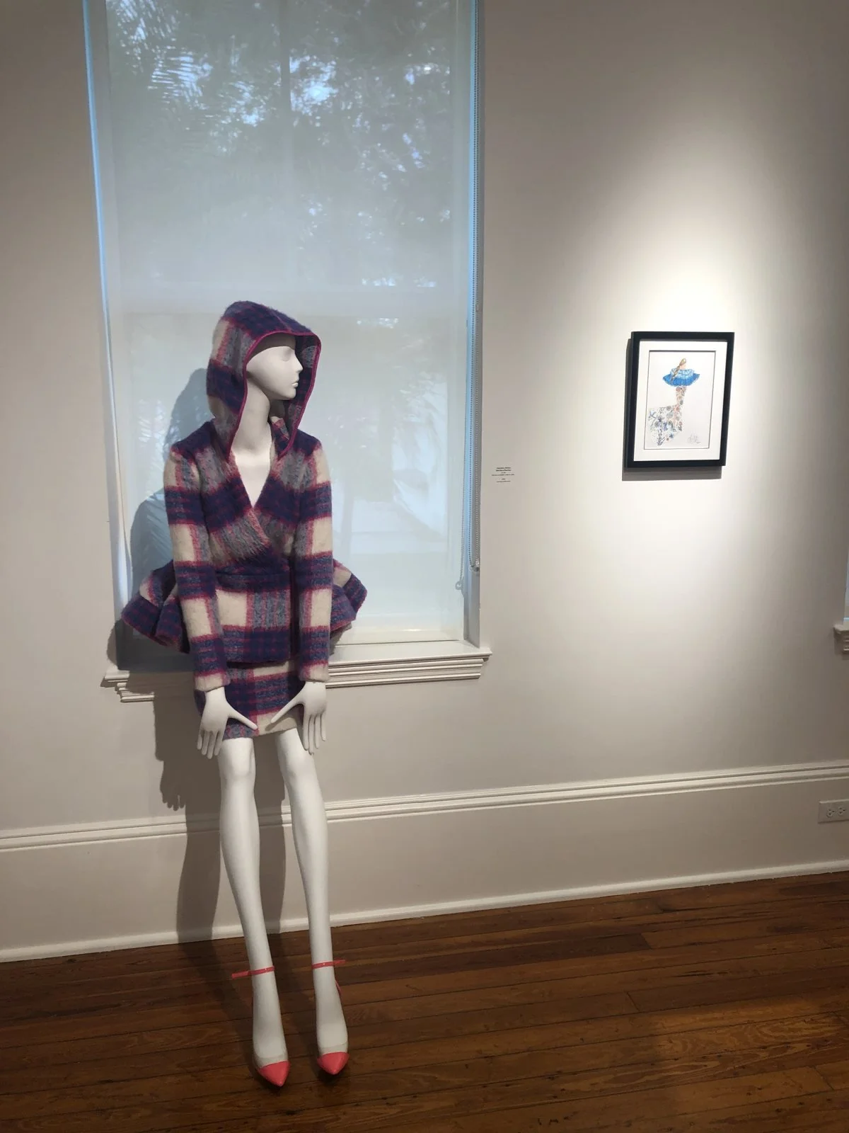 Plaid hooded look by Amanda Perna at the Cornell Art Museum