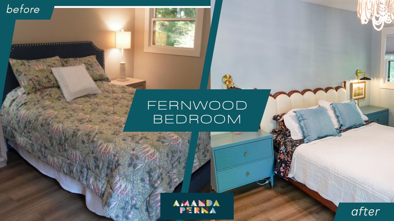 The Fernwood bedroom before and after