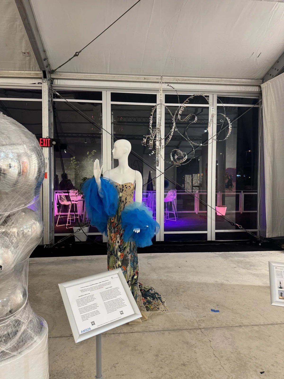 Amanda Perna gown in the Focus on Fashion exhibit with Long-Sharp Gallery at Art Miami