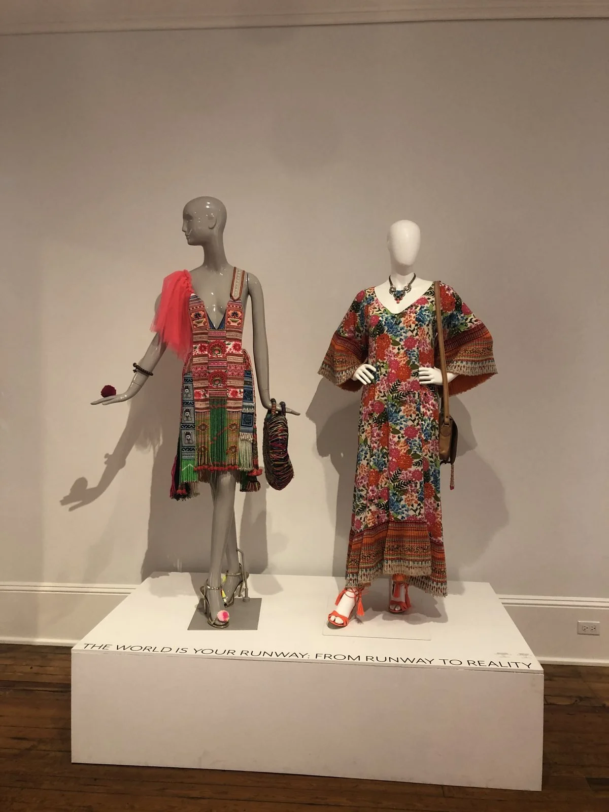 Two embroidered looks by Amanda Perna at the Cornell Art Museum